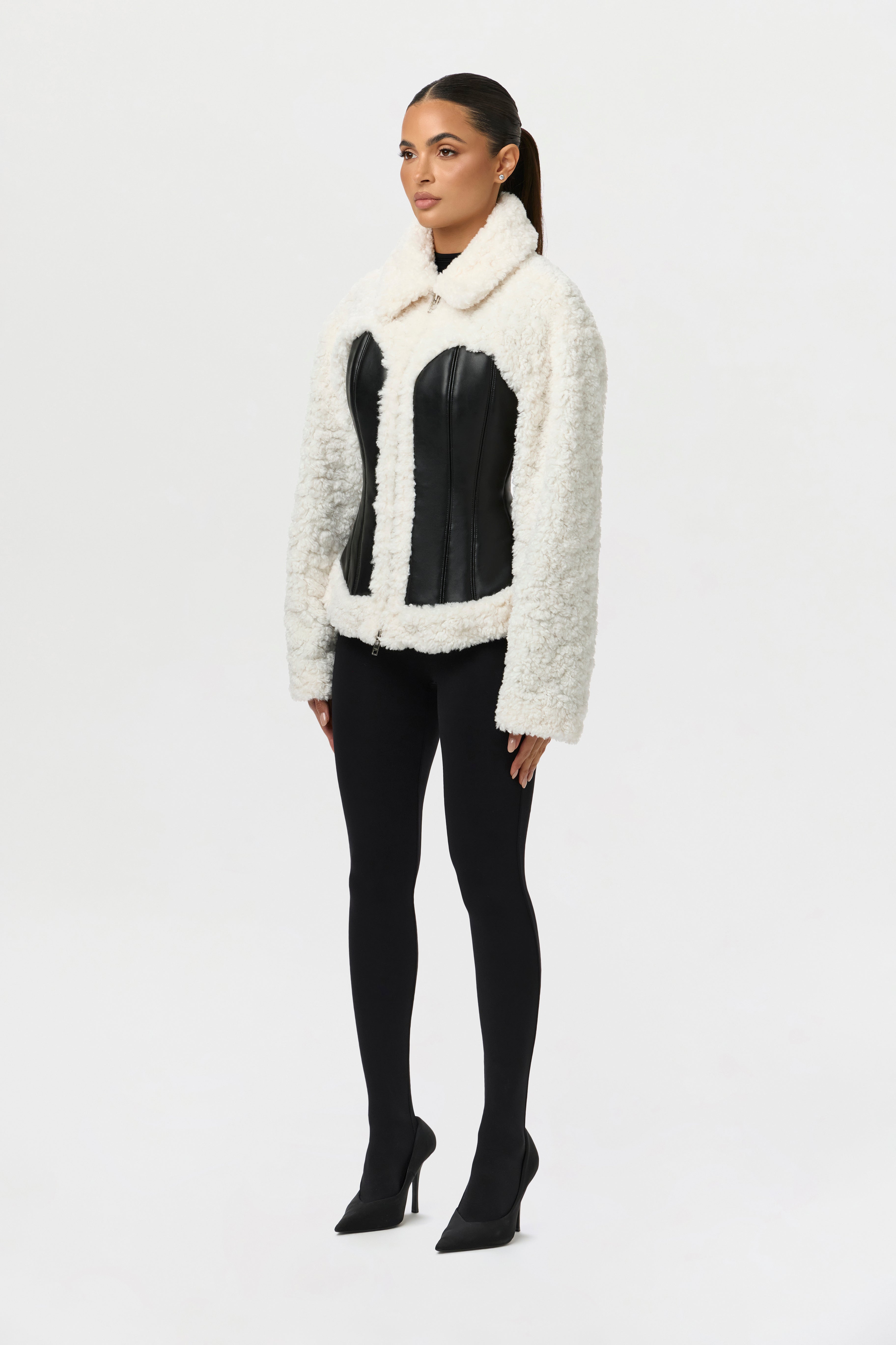 Sherpa Vegan Leather Corset Jacket – Naked Wardrobe