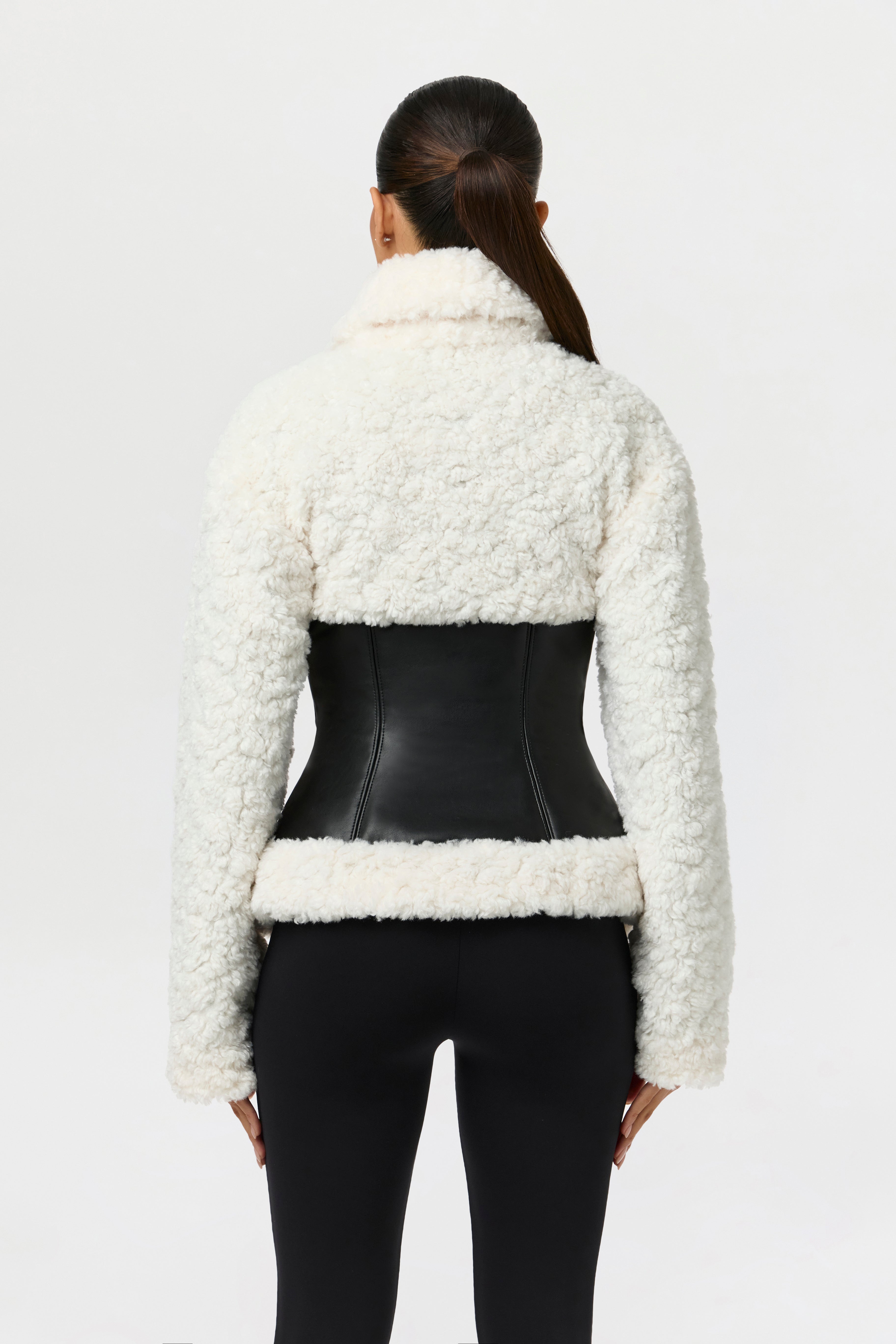 Sherpa Vegan Leather Corset Jacket – Naked Wardrobe