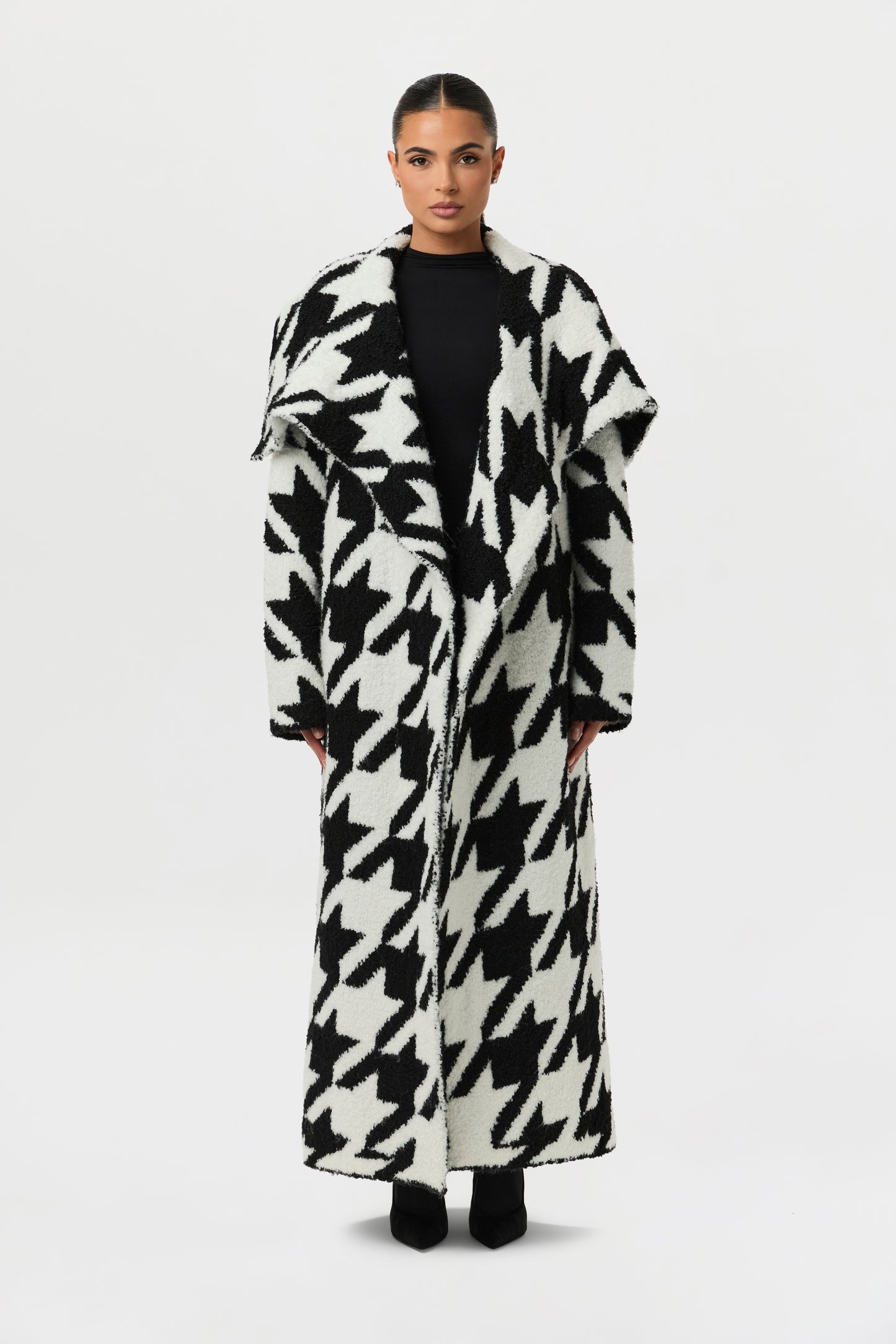 Bouclé Houndstooth Coat