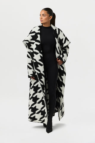Bouclé Houndstooth Coat