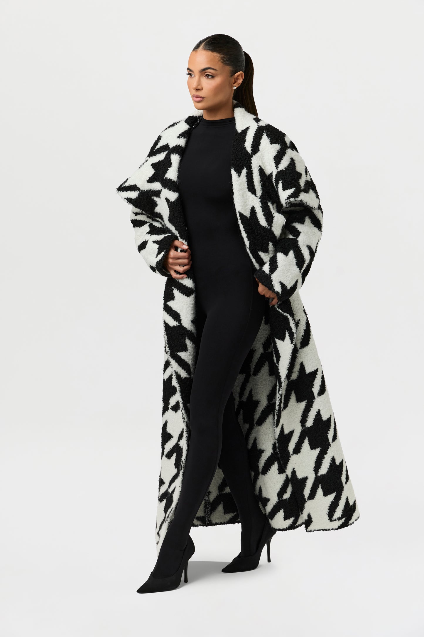 Bouclé Houndstooth Coat
