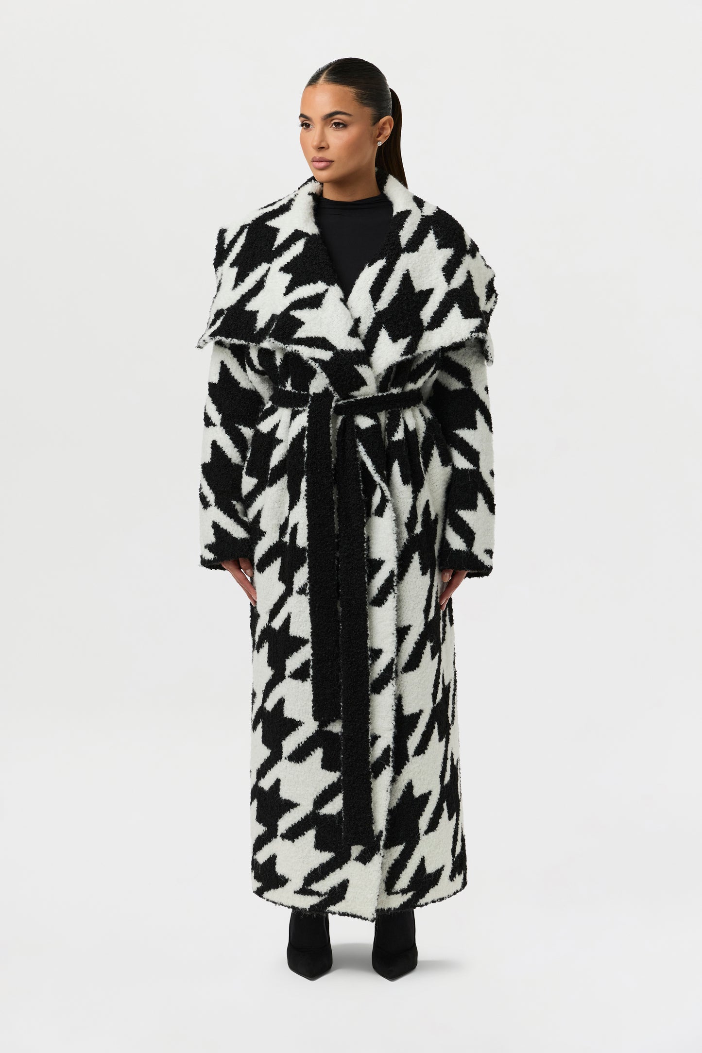 Bouclé Houndstooth Coat