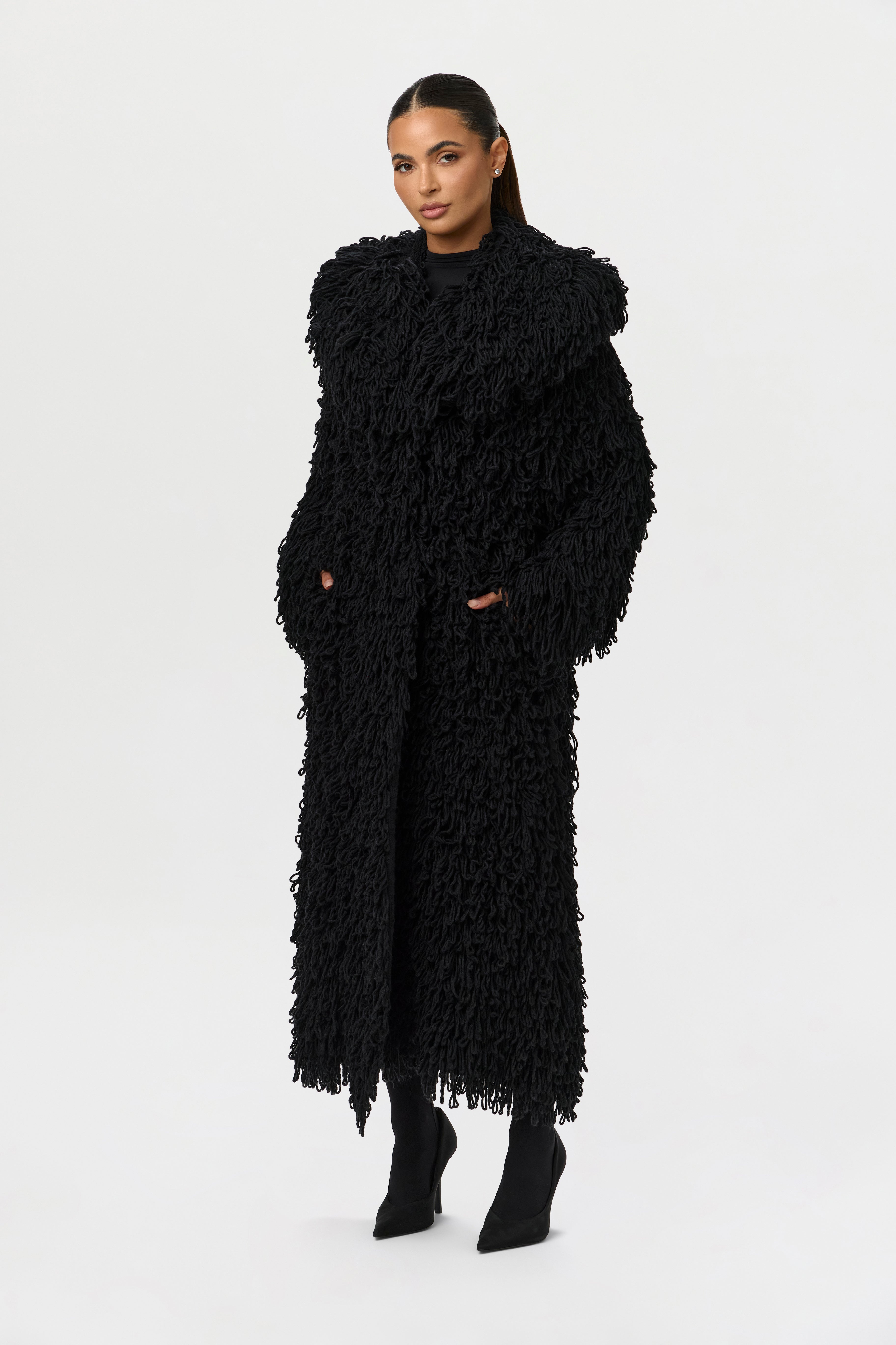 Knit Shaggy Loop Coat – Naked Wardrobe