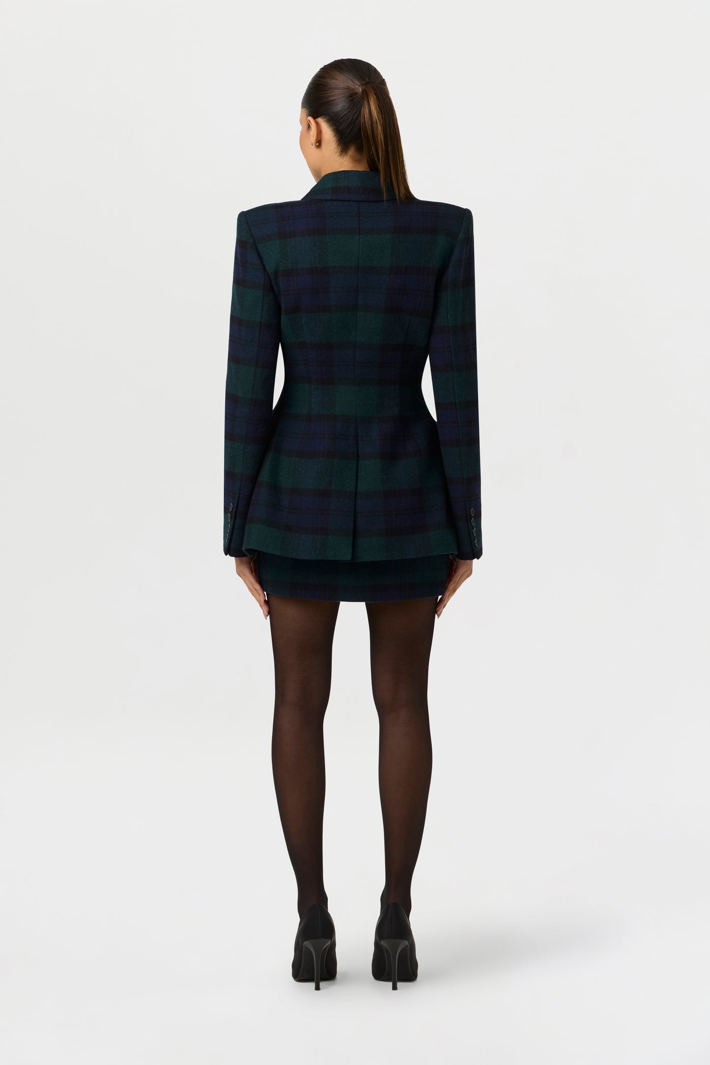 Suiting Plaid Faux Fur Blazer