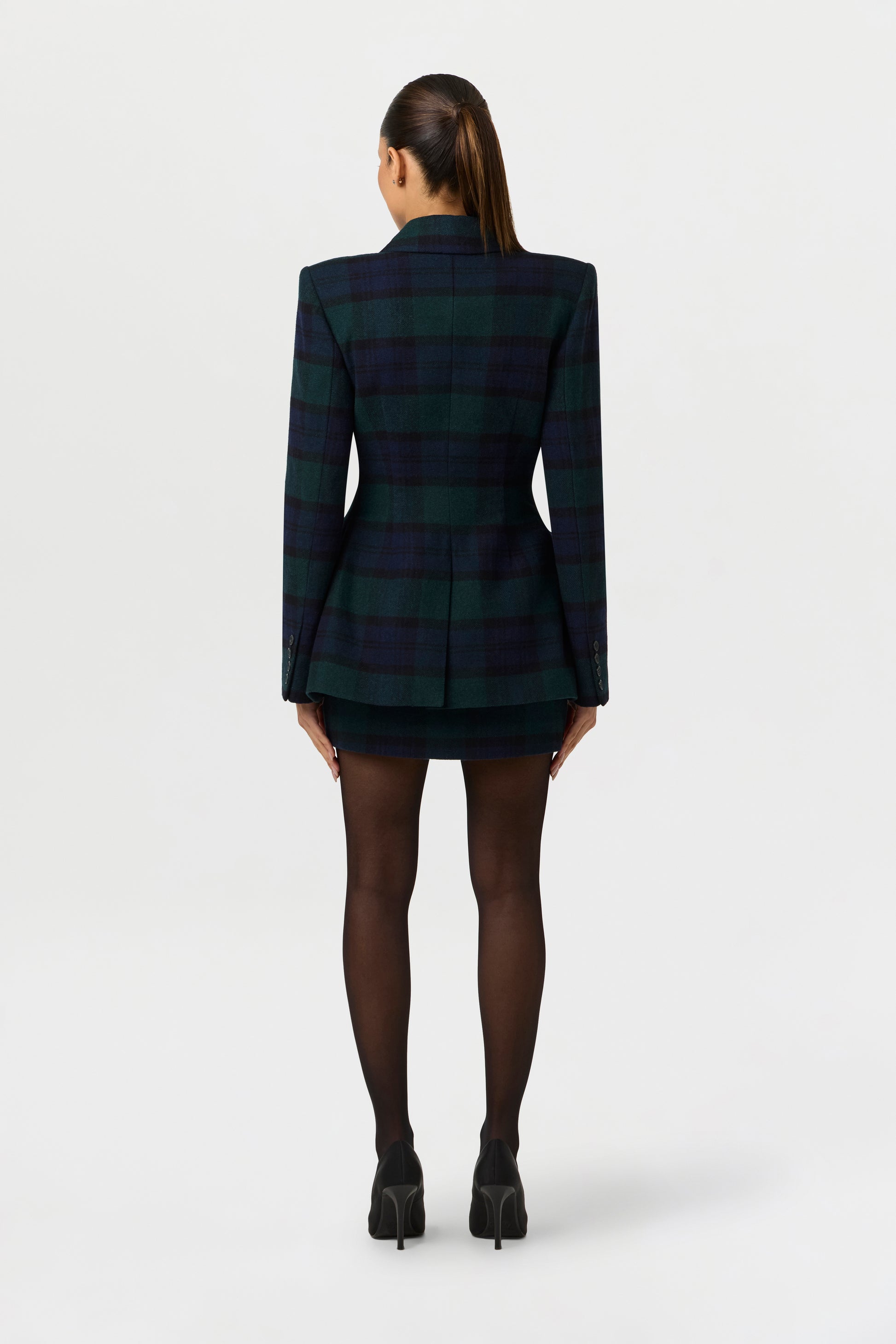 Suiting Plaid Faux Fur Blazer