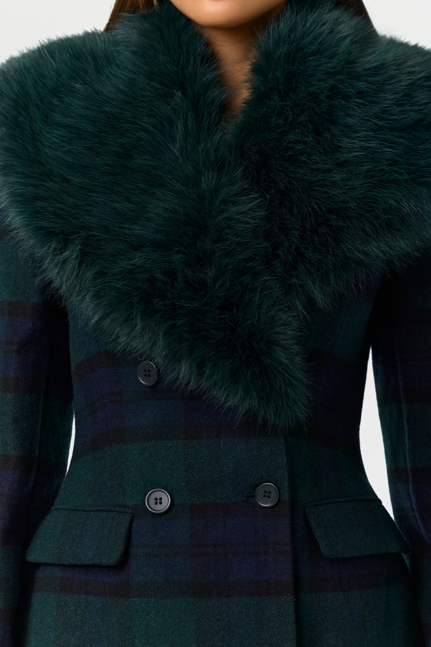 Suiting Plaid Faux Fur Blazer