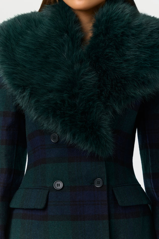 Suiting Plaid Faux Fur Blazer