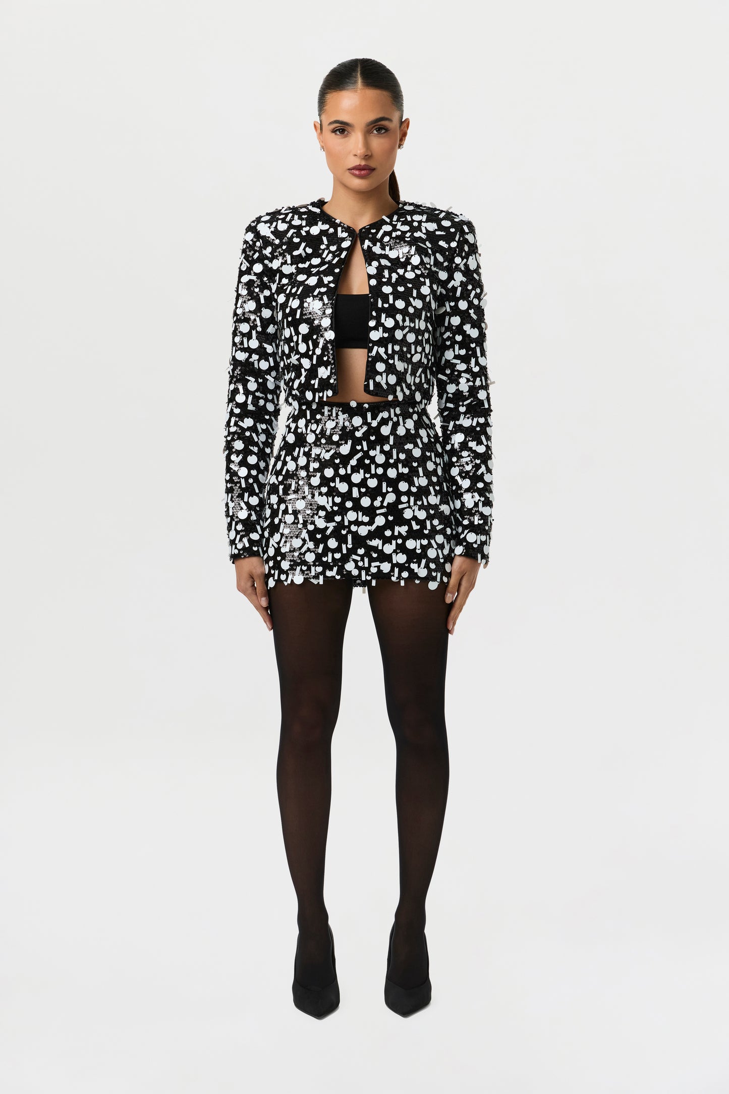 Geometric Sequin Mini Skirt