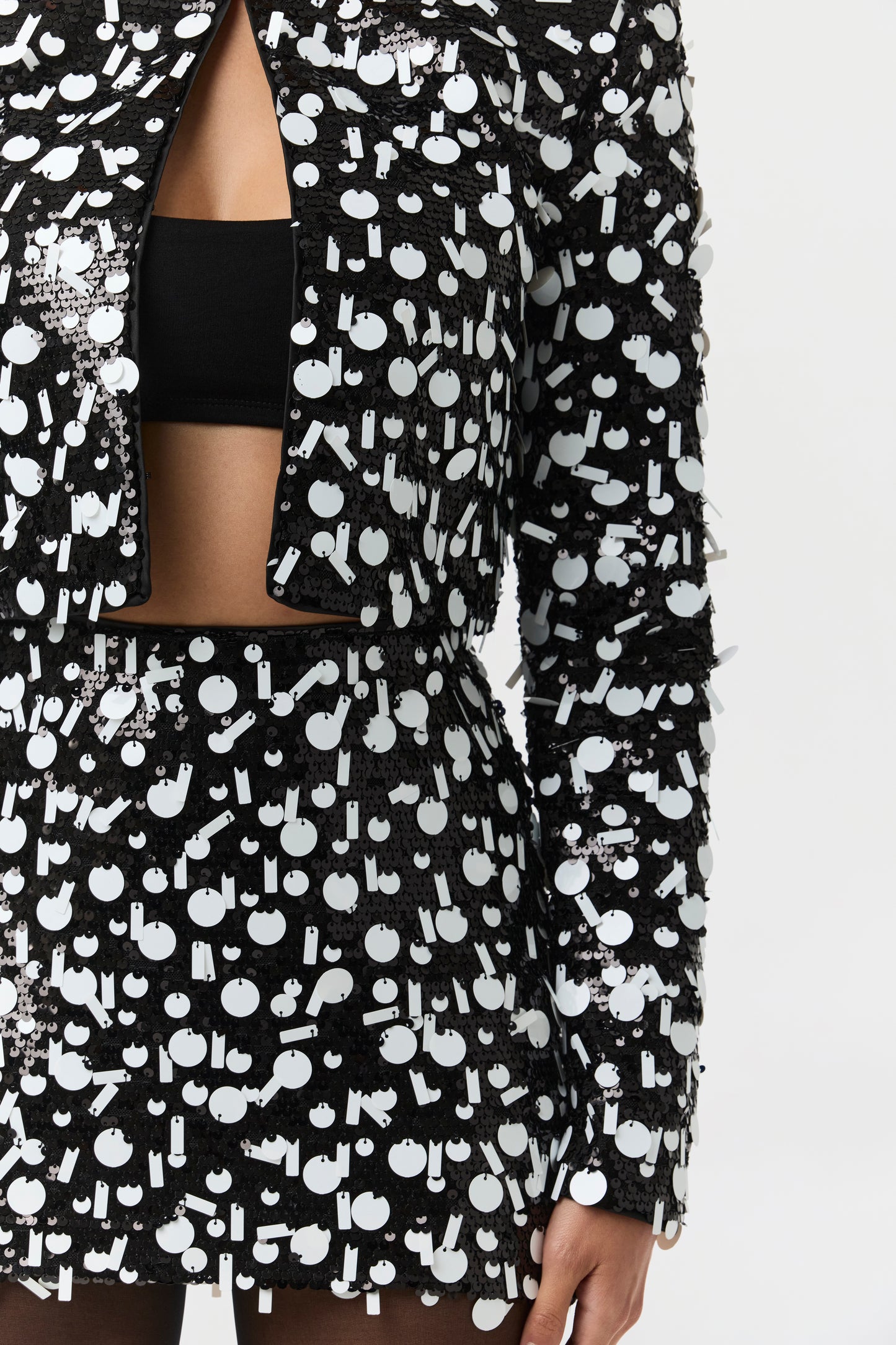 Geometric Sequin Cropped Jacket