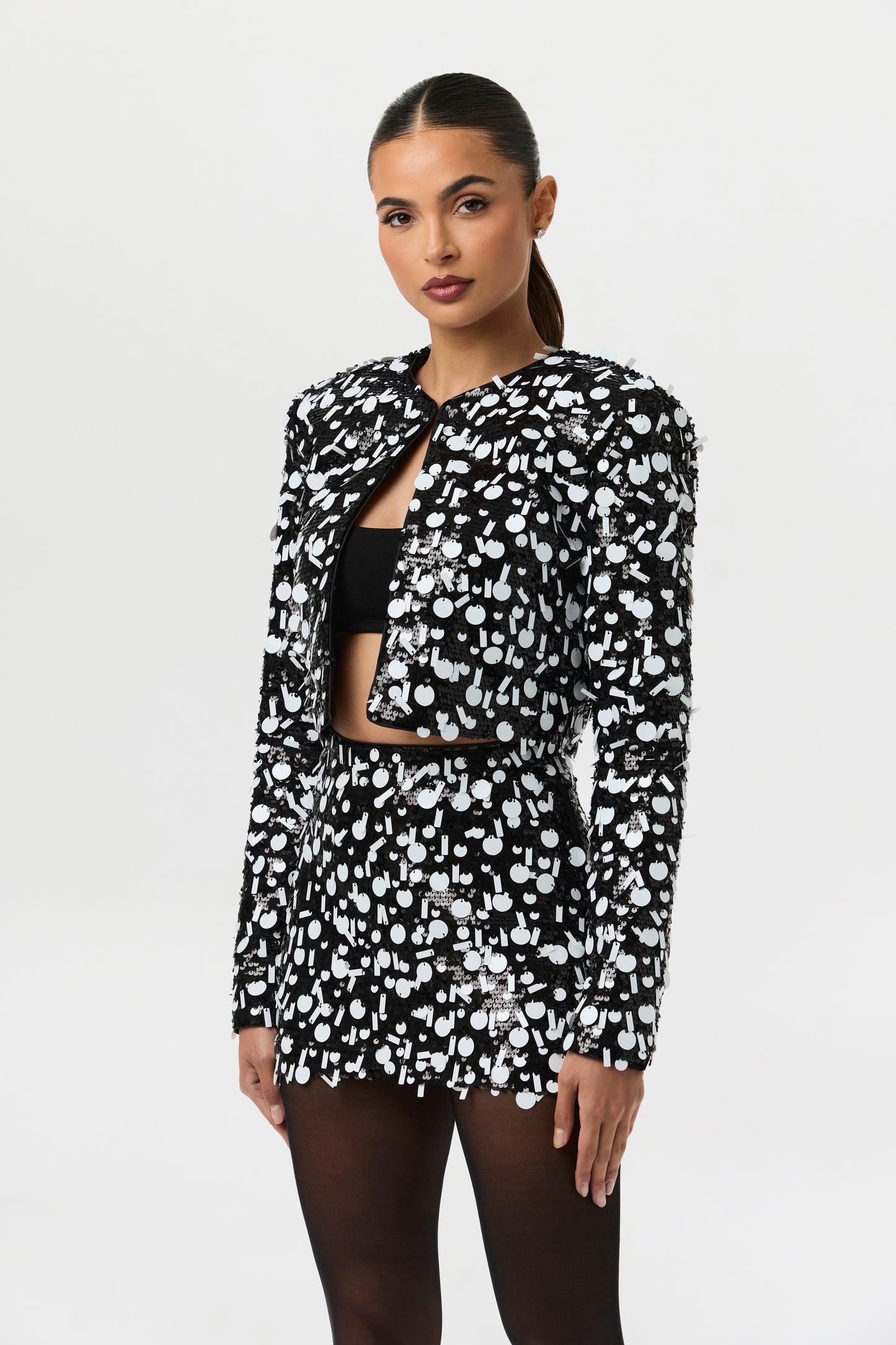 Geometric Sequin Mini Skirt