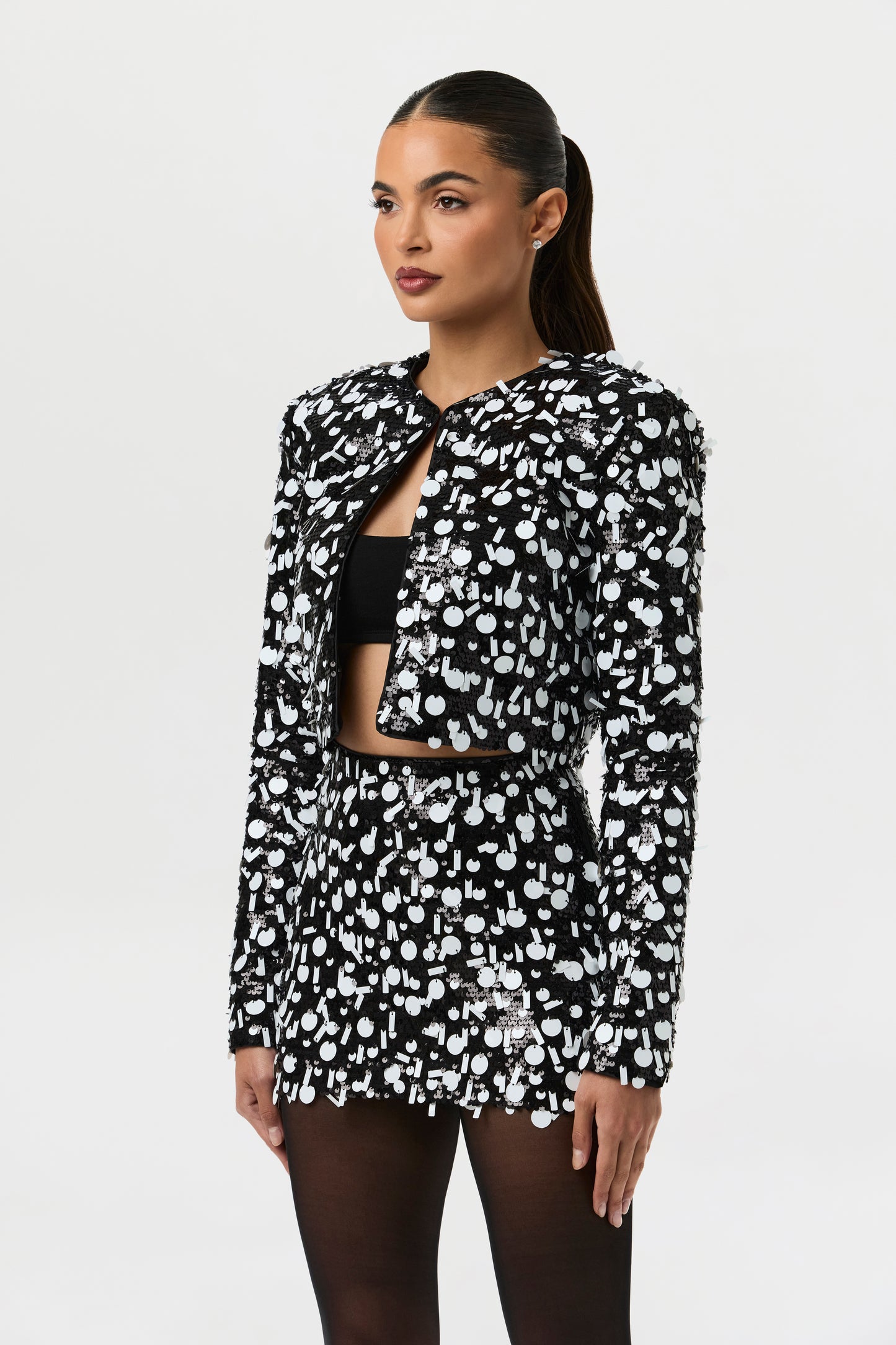 Geometric Sequin Mini Skirt