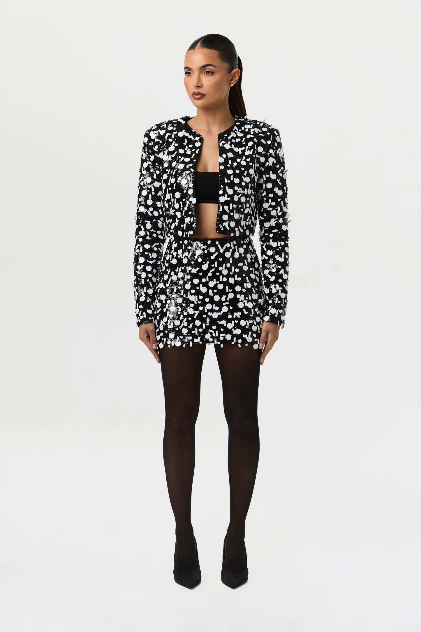 Geometric Sequin Mini Skirt