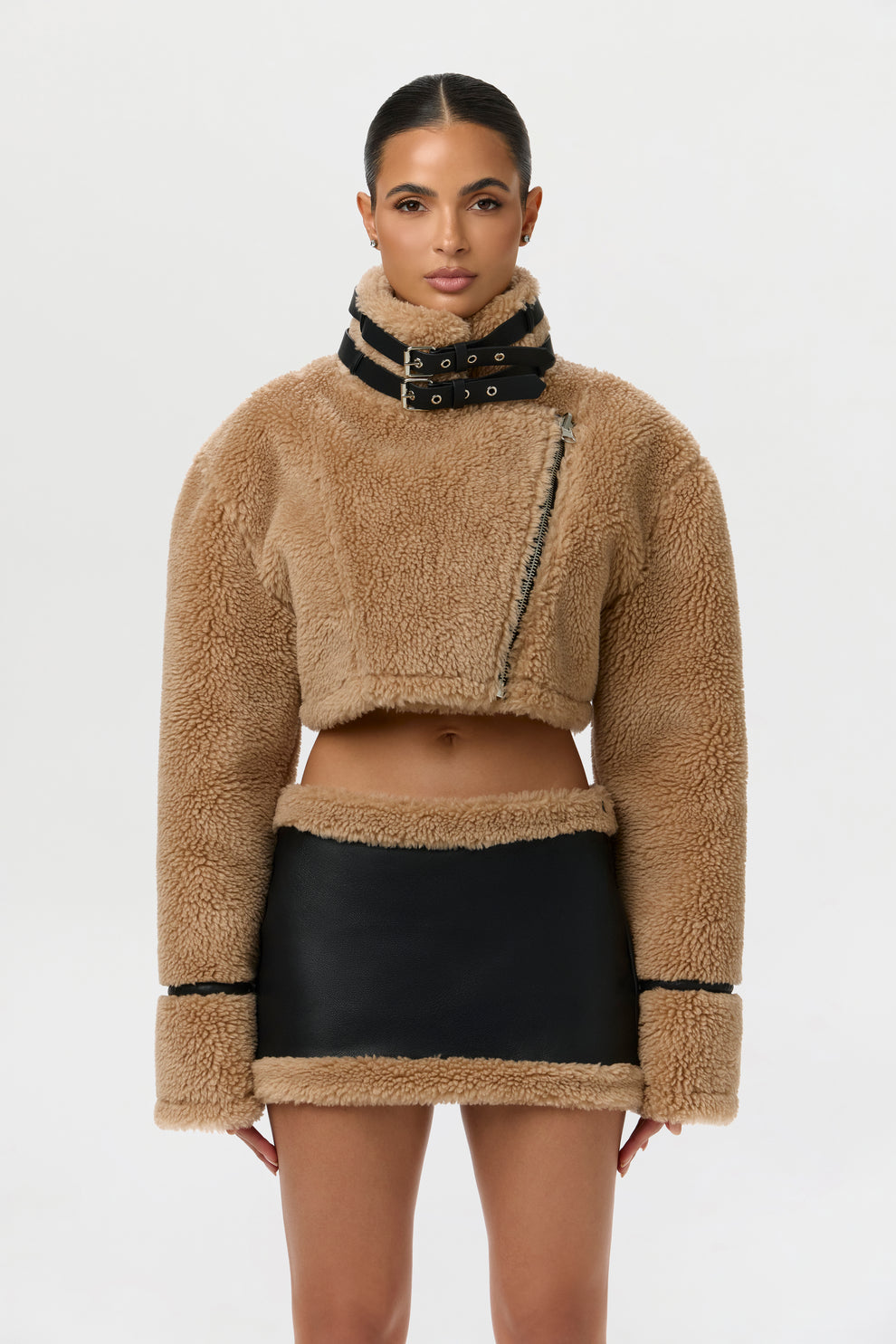 Sherpa Vegan Leather Mini Skirt – Naked Wardrobe