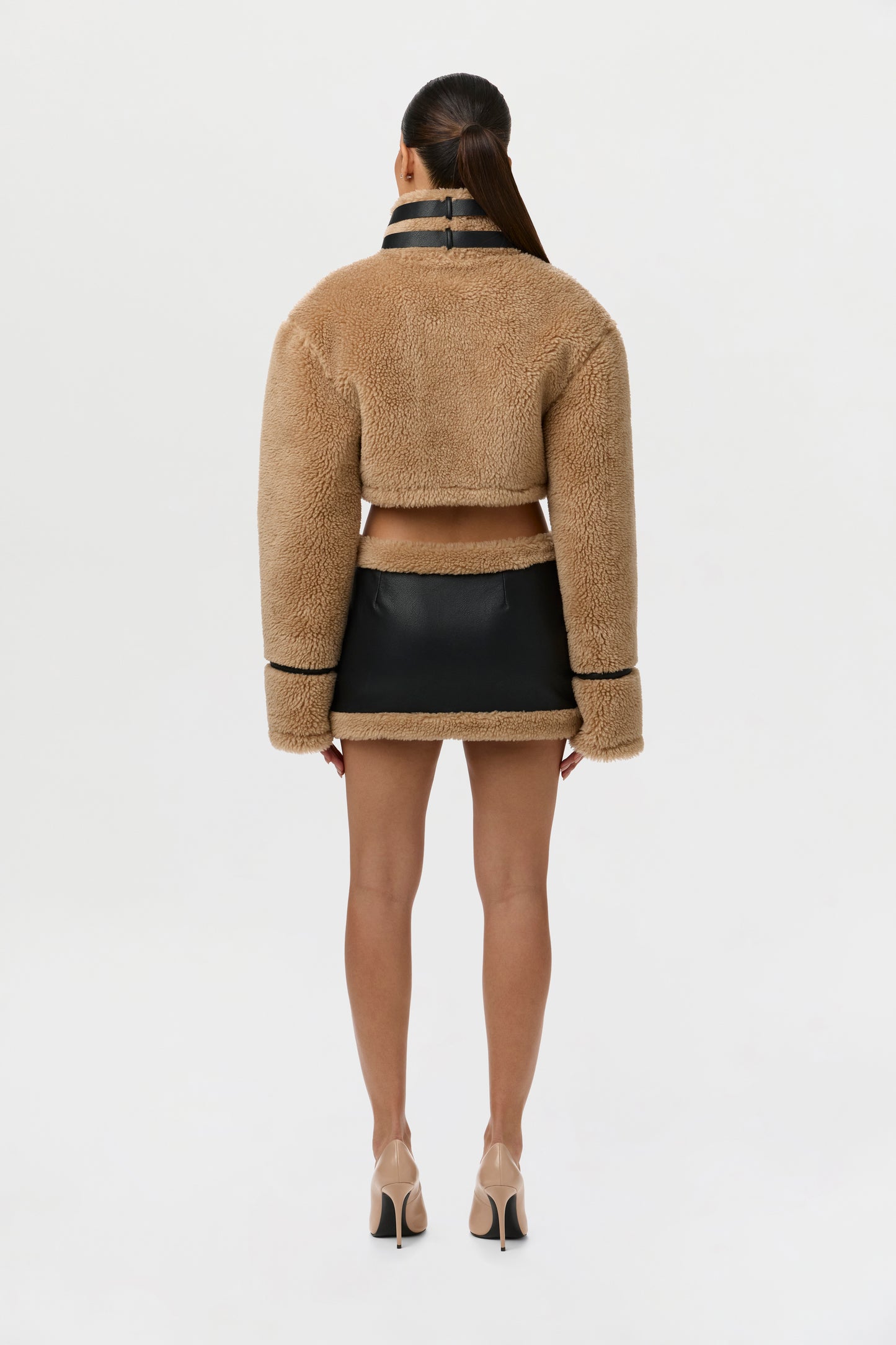 Sherpa Vegan Leather Mini Skirt