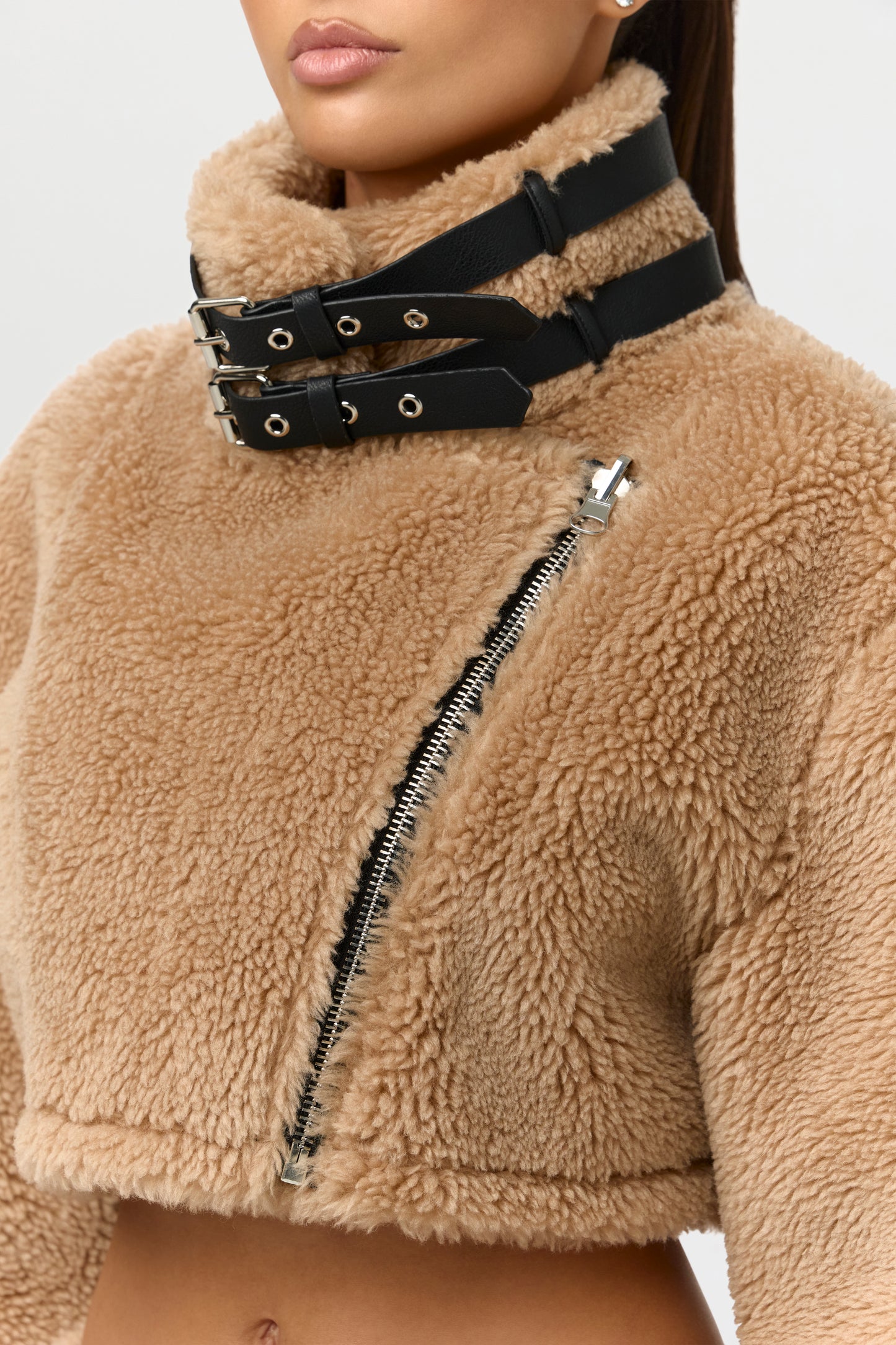 Reversible Vegan Leather Sherpa Jacket