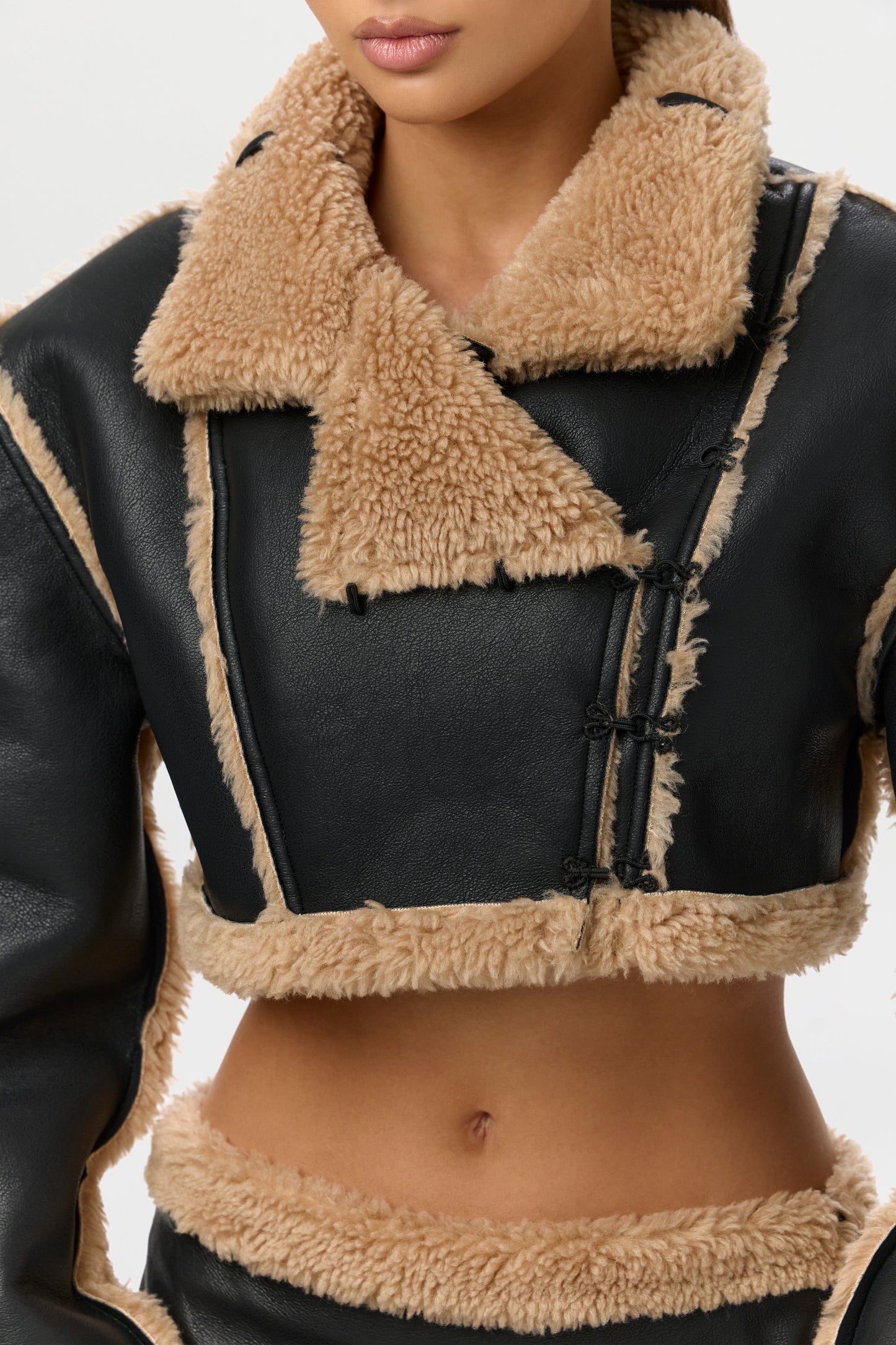 Reversible Vegan Leather Sherpa Jacket