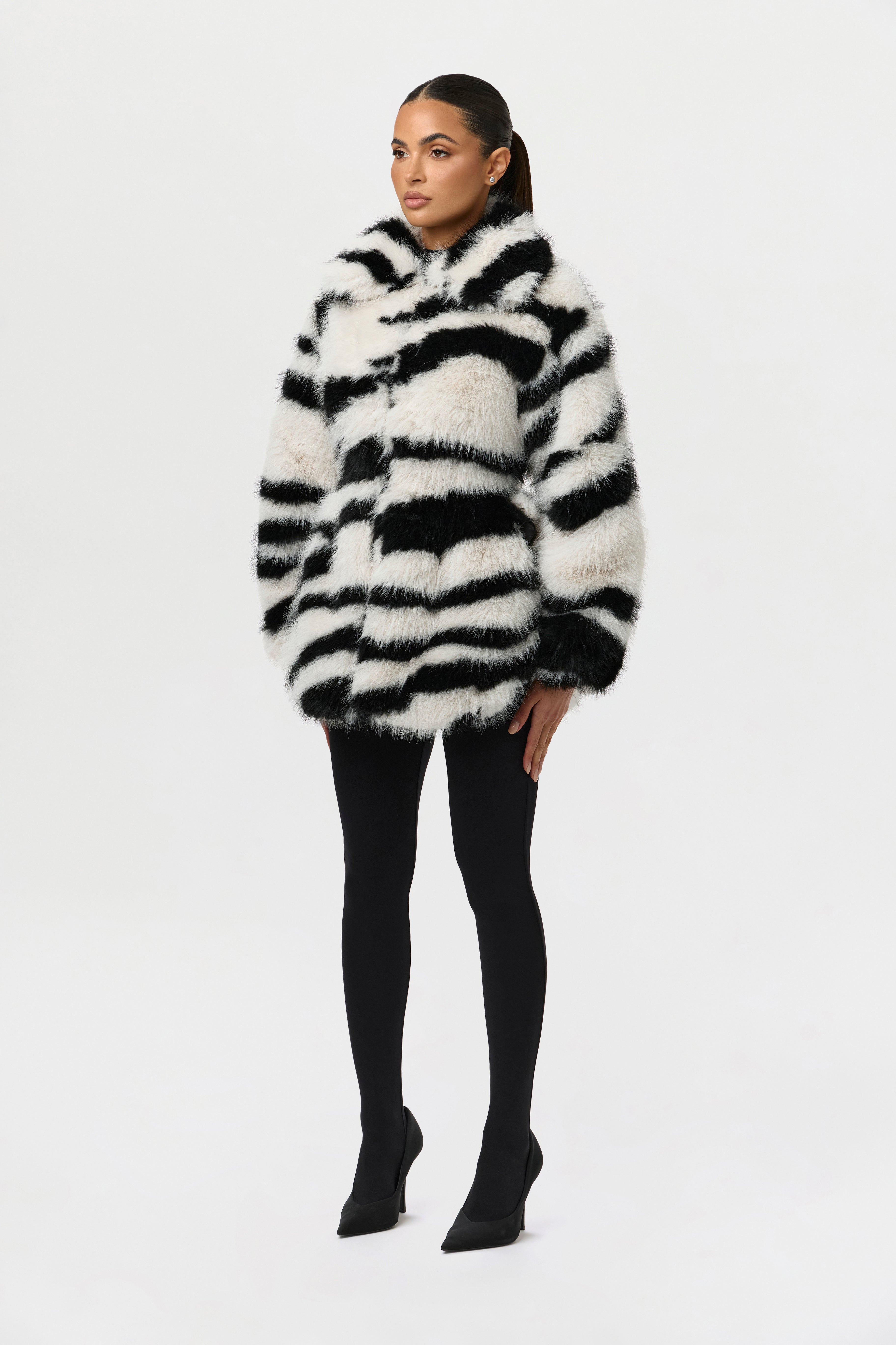 Faux Fur Plush Zebra Coat – Naked Wardrobe
