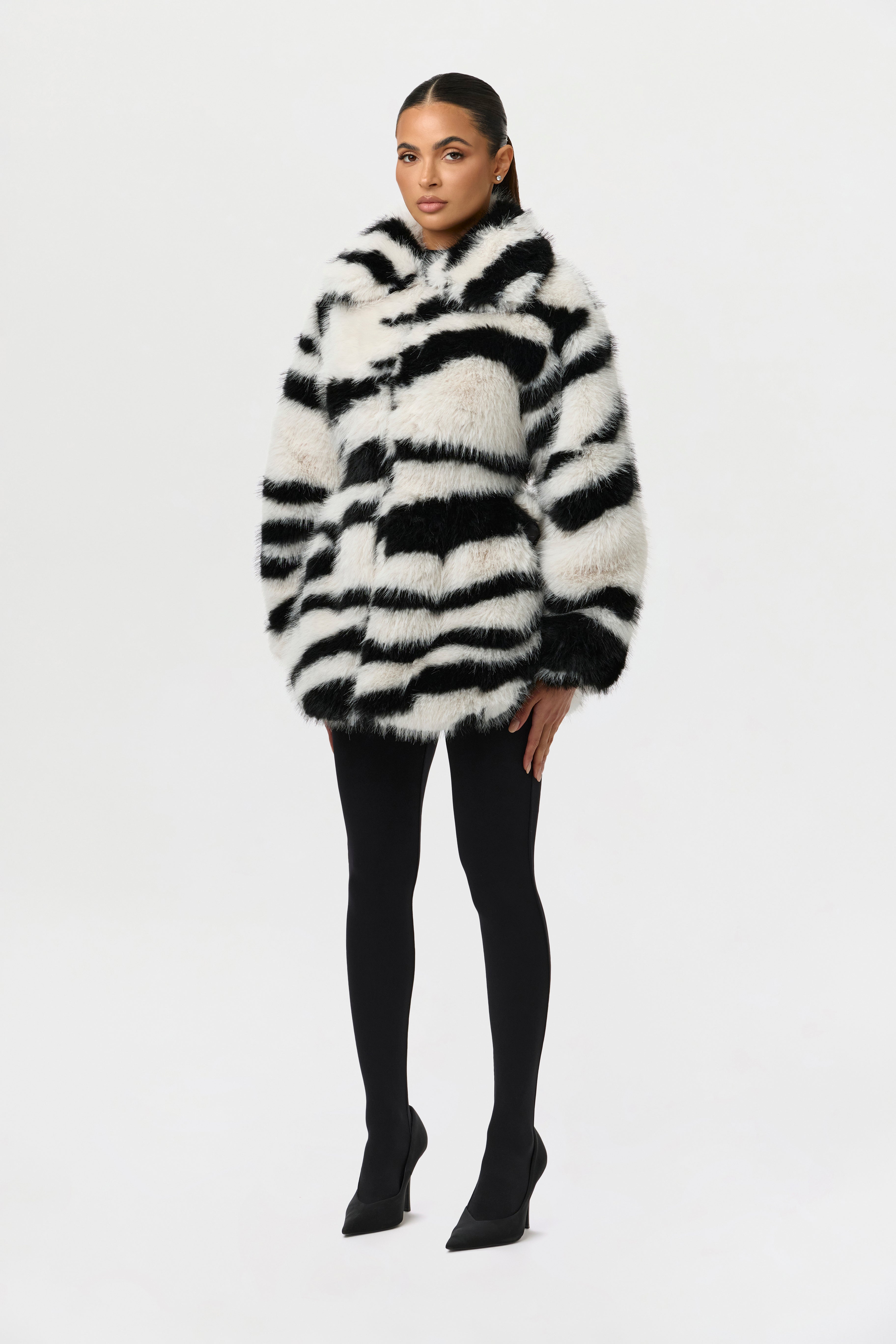 Faux Fur Plush Zebra Coat – Naked Wardrobe