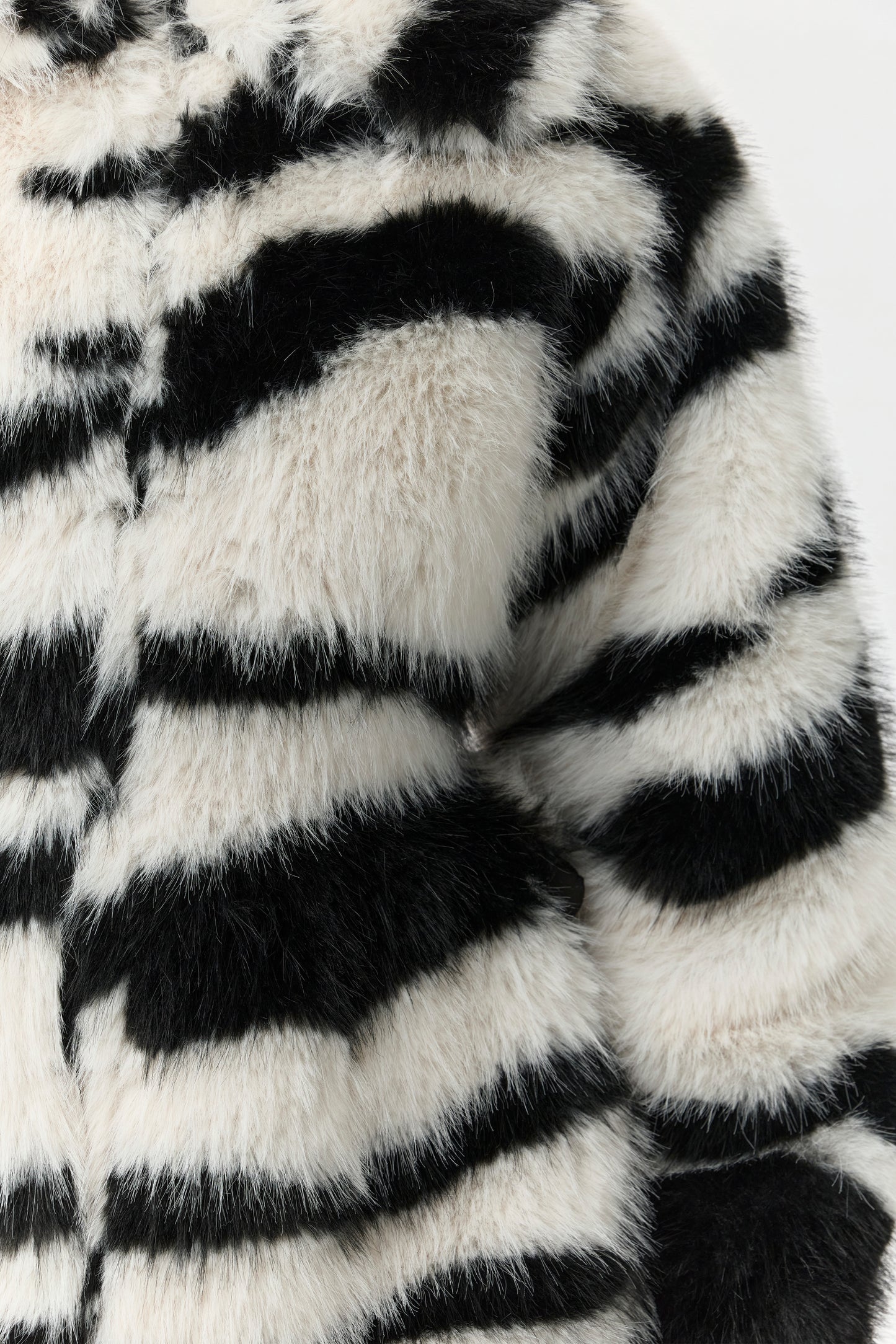 Faux Fur Plush Zebra Coat
