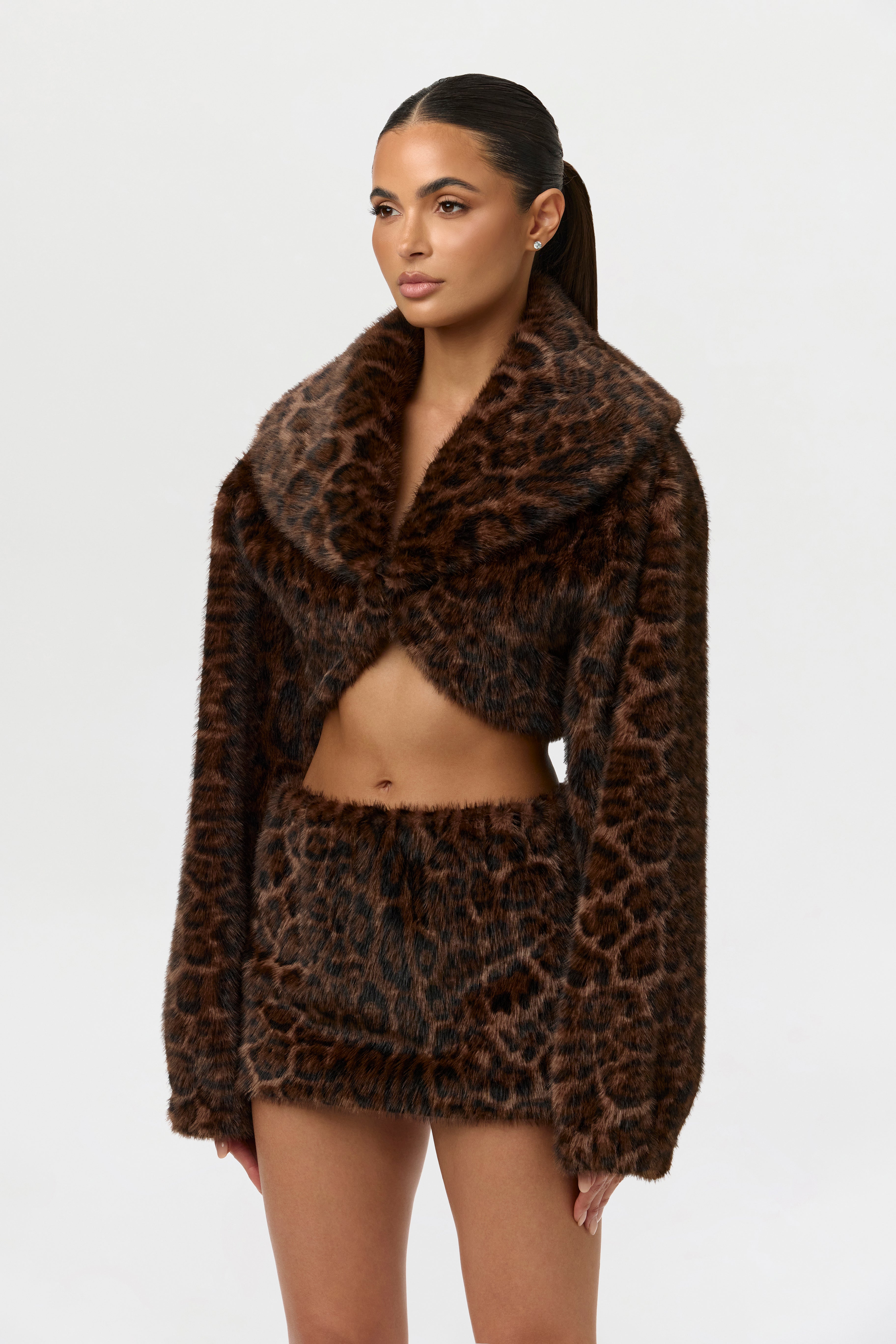 Faux Fur Leopard Shrug – Naked Wardrobe