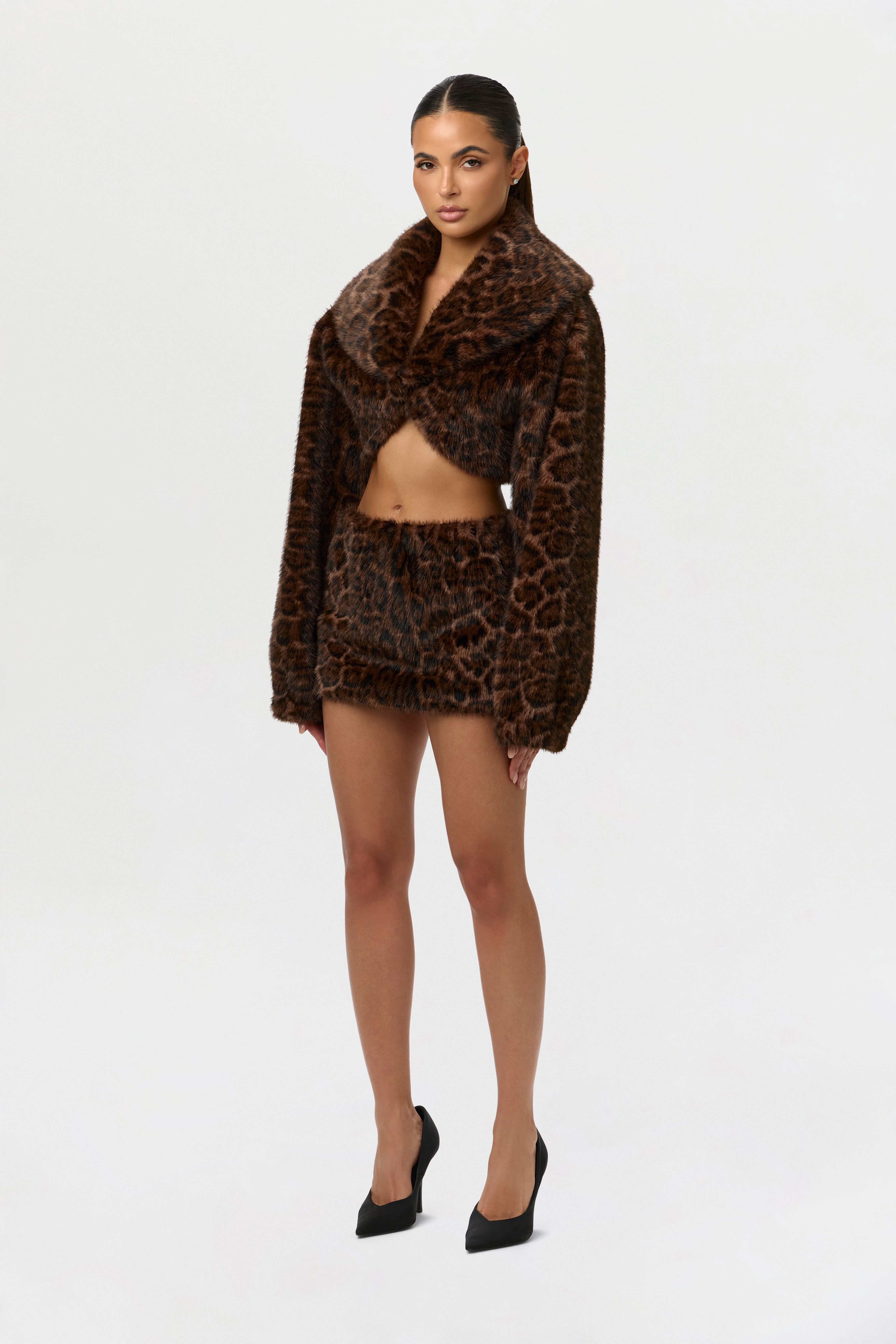 Faux Fur Leopard Mini Skirt
