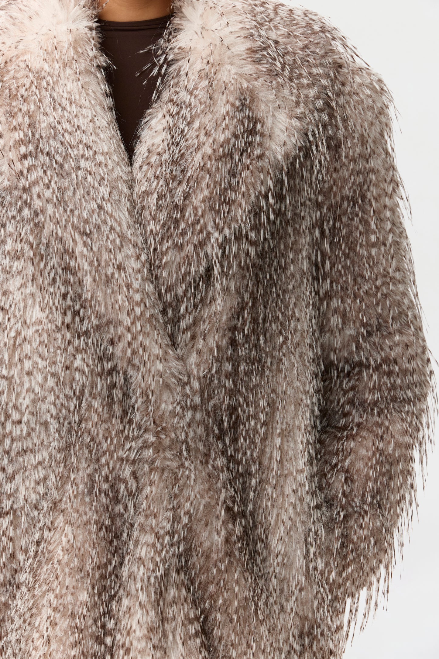 Faux Feather Plush Long Coat
