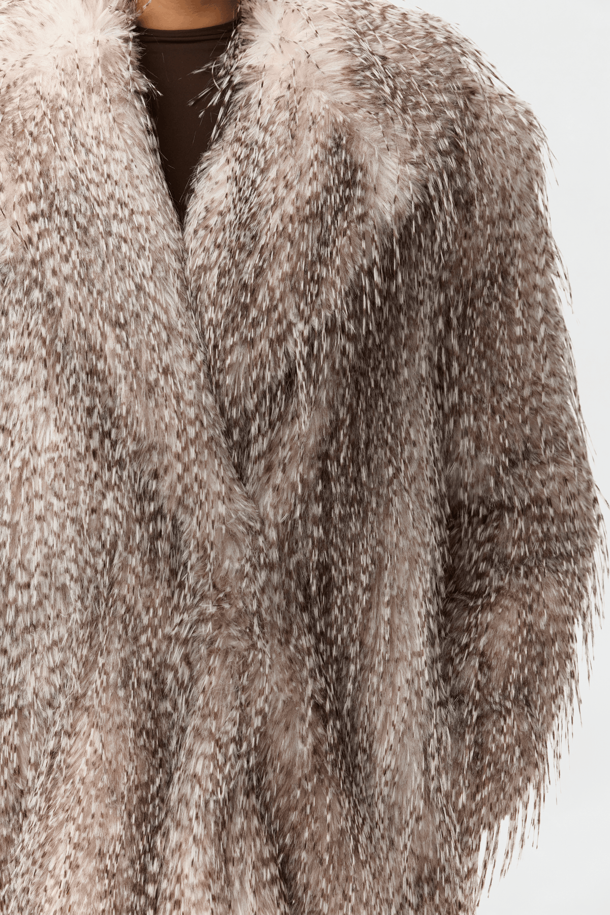 Faux Feather Plush Long Coat