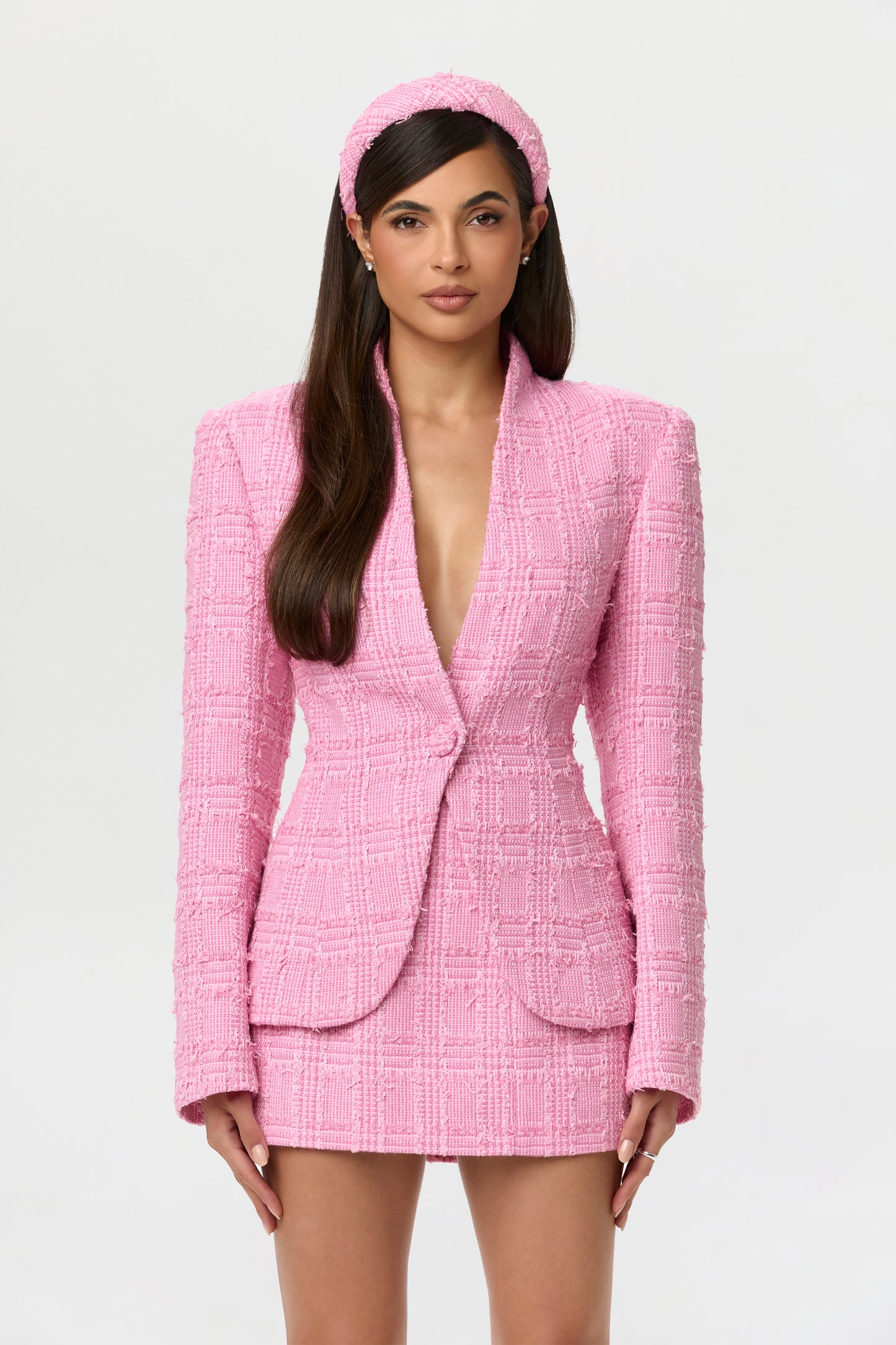 Tweed Suiting Button Blazer