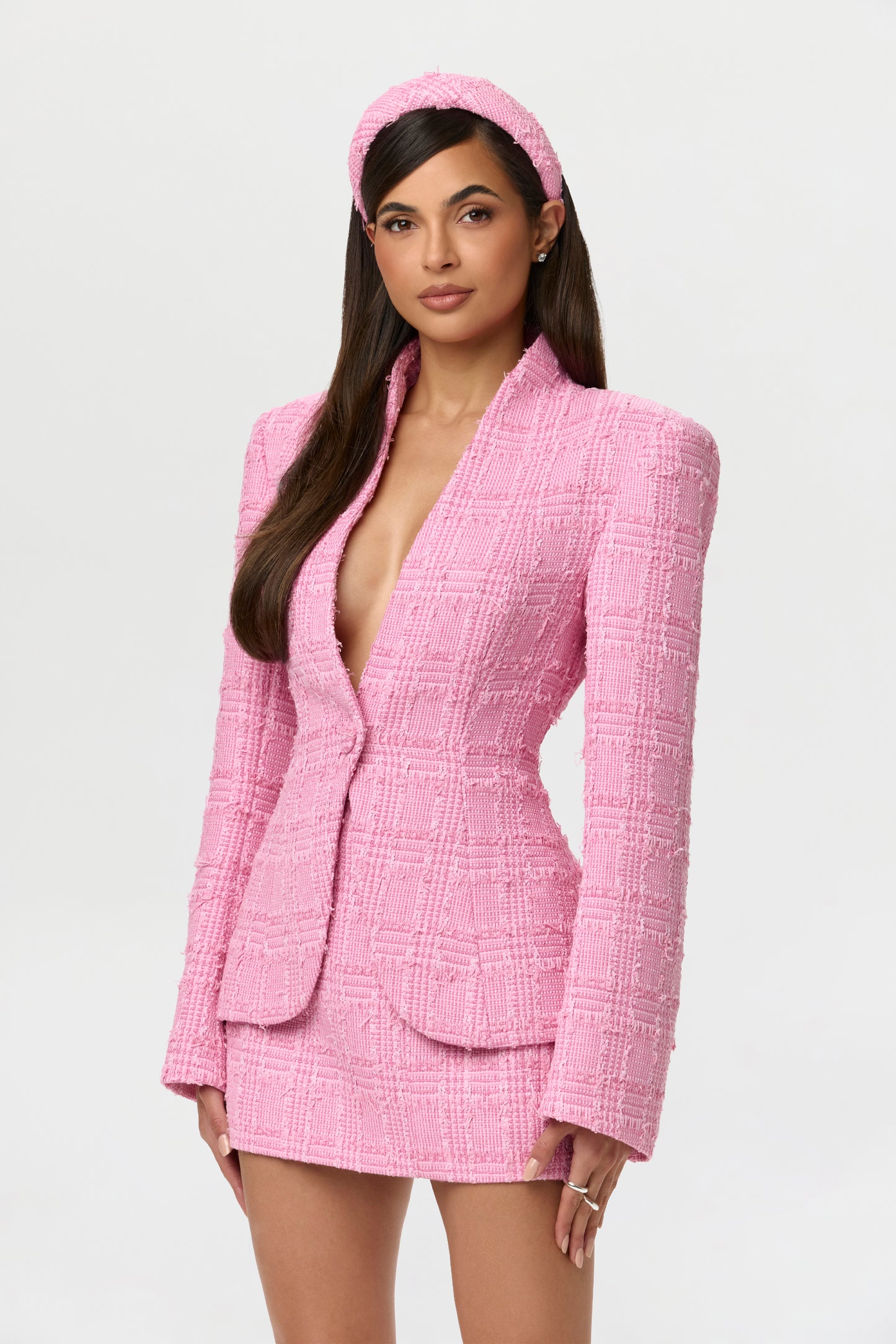 Tweed Suiting Button Blazer