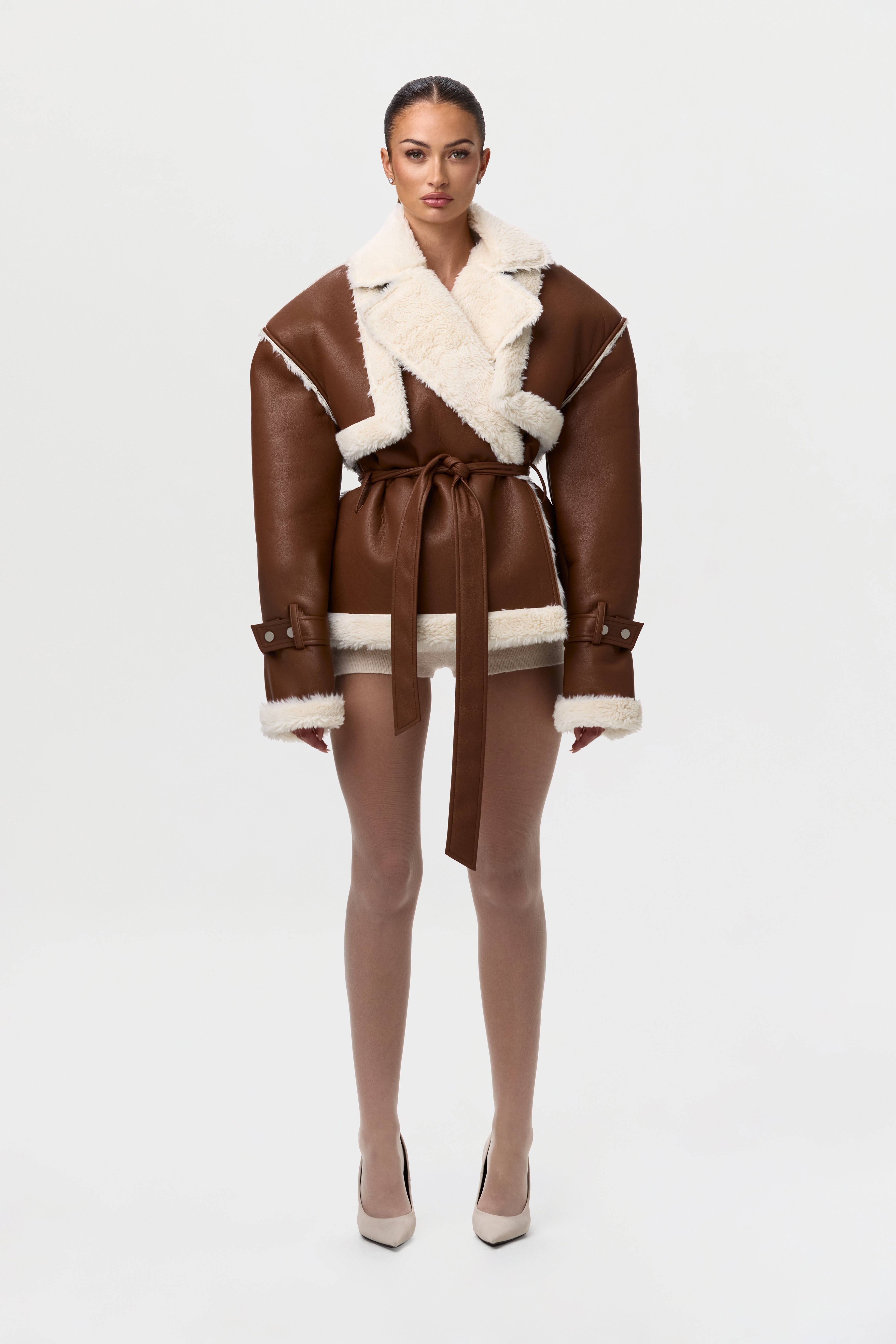 Vegan Leather Sherpa Coat – Naked Wardrobe