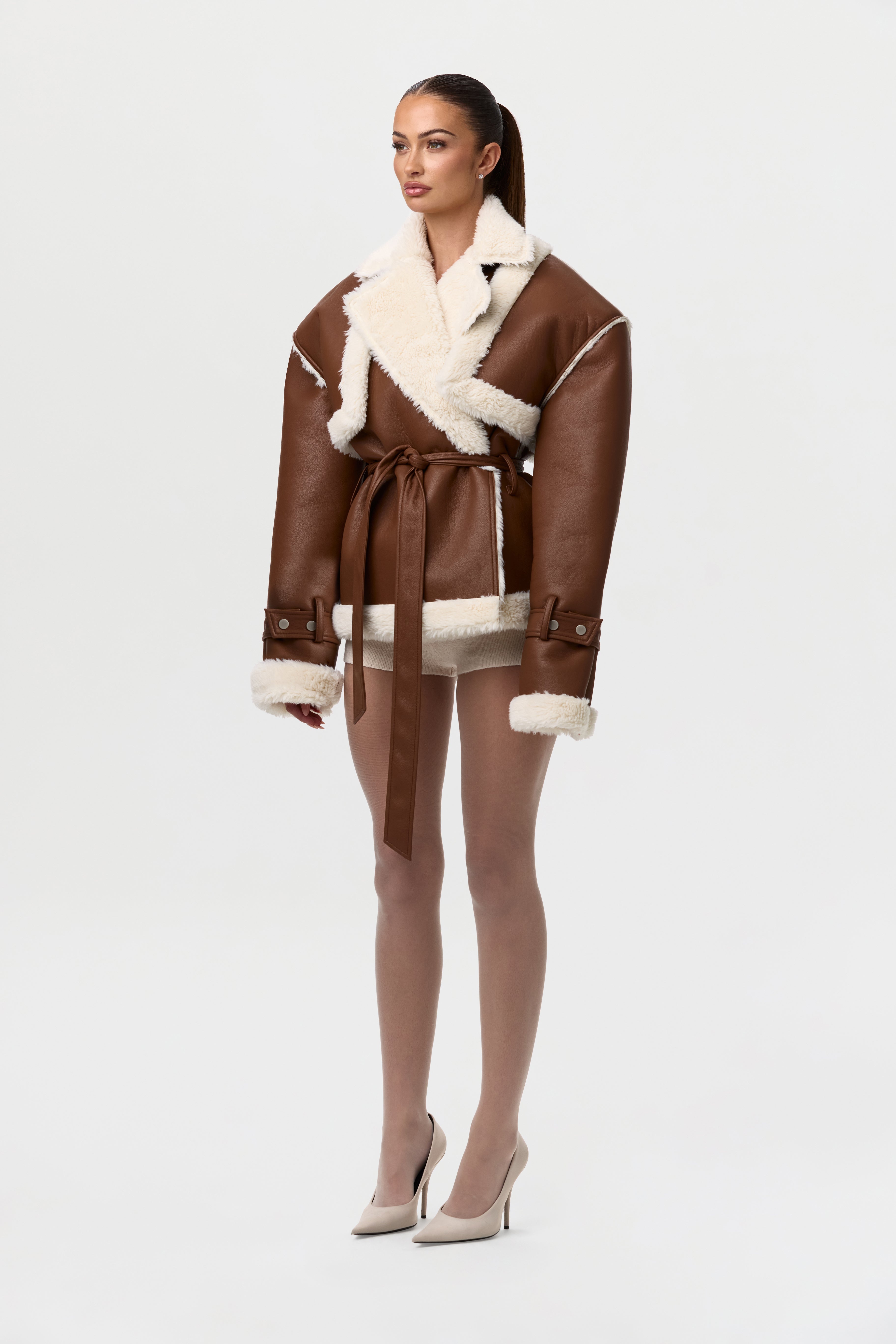 Vegan Leather Sherpa Coat – Naked Wardrobe
