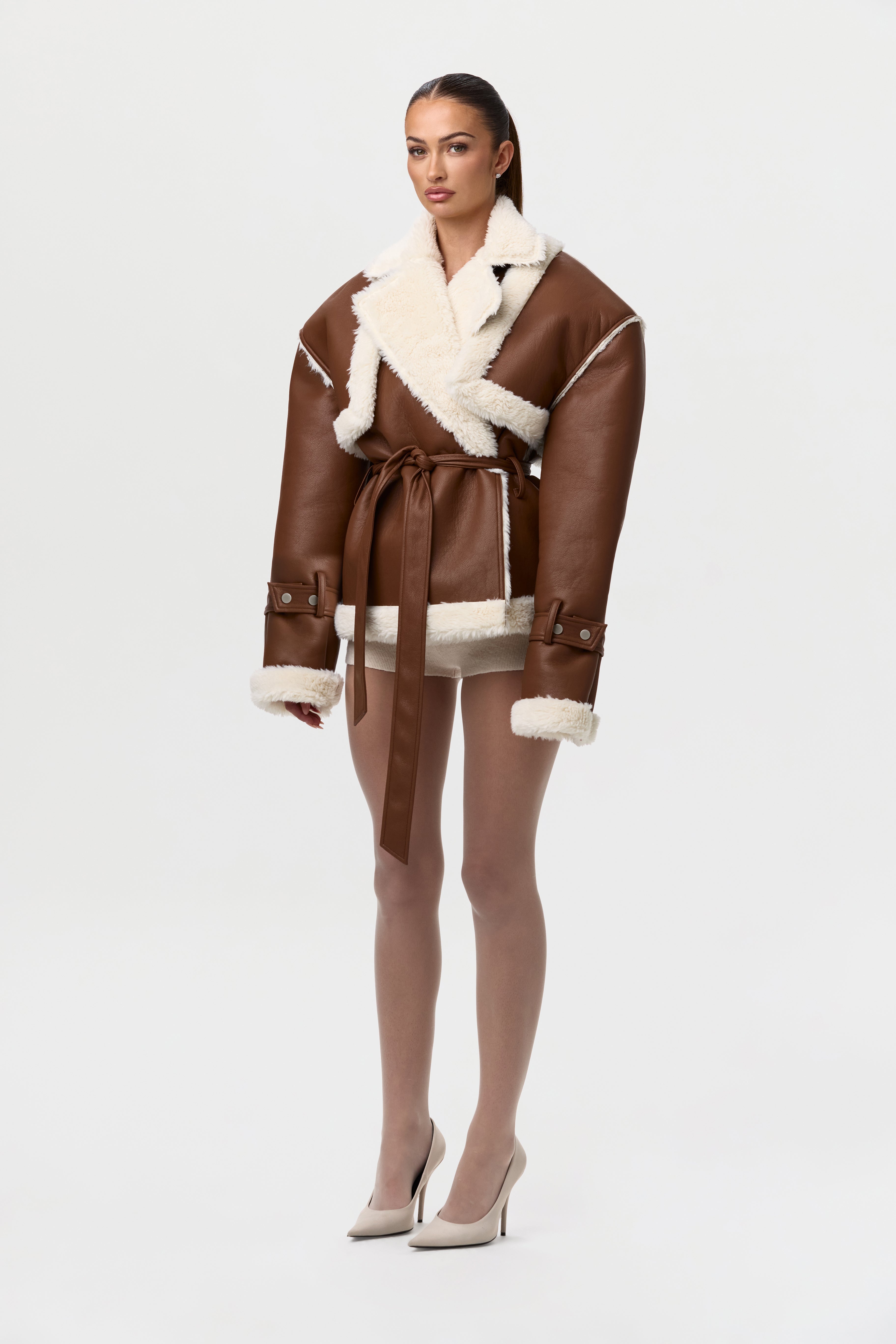 Vegan Leather Sherpa Coat – Naked Wardrobe