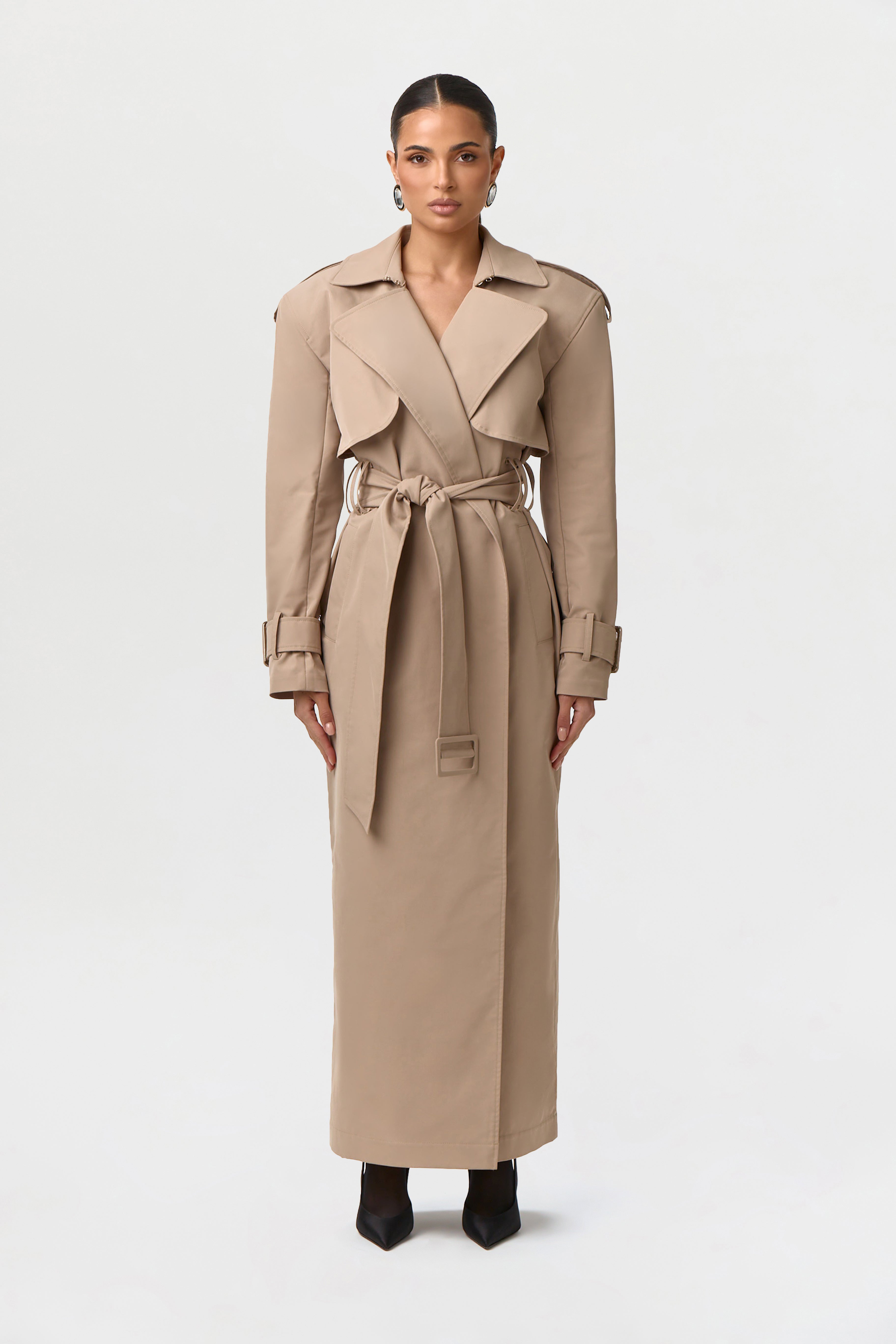 Twill Trench Long Coat