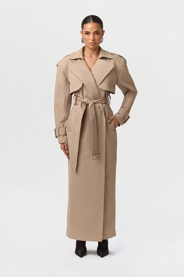Twill Trench Long Coat