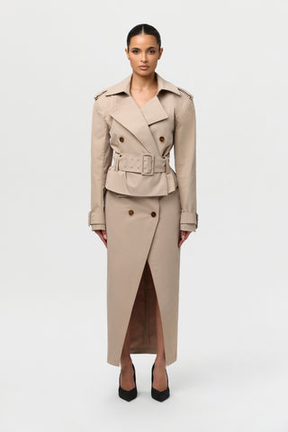 Twill Belted Trench Skirt