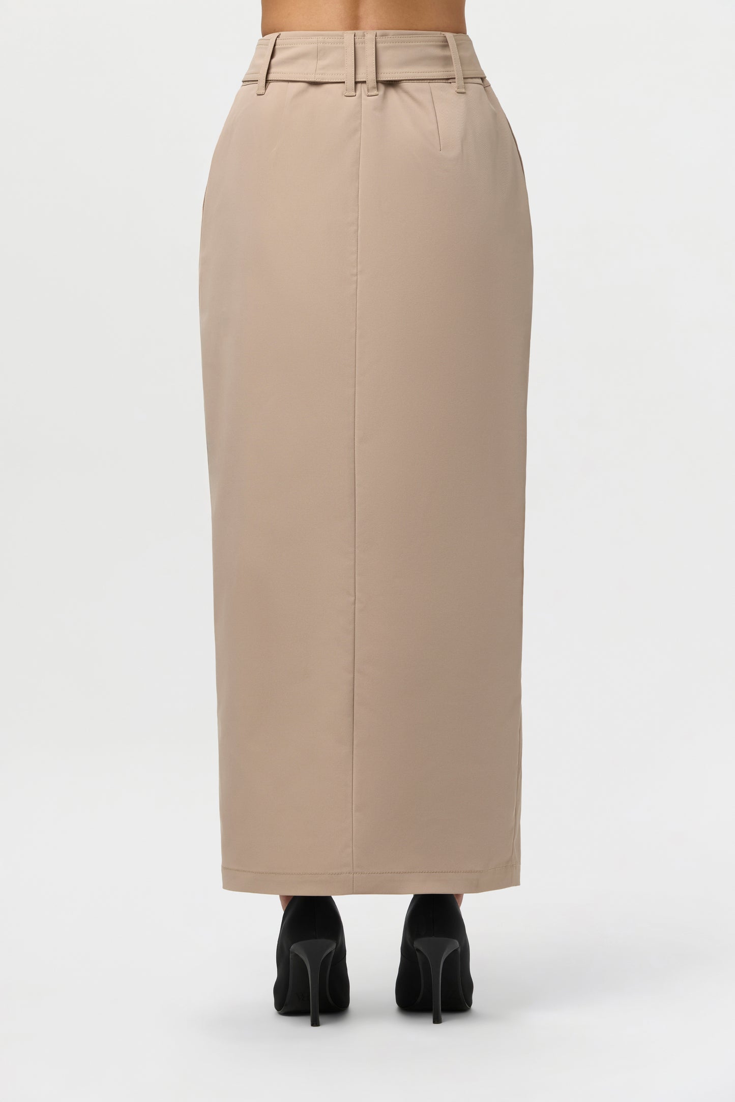Twill Belted Trench Skirt