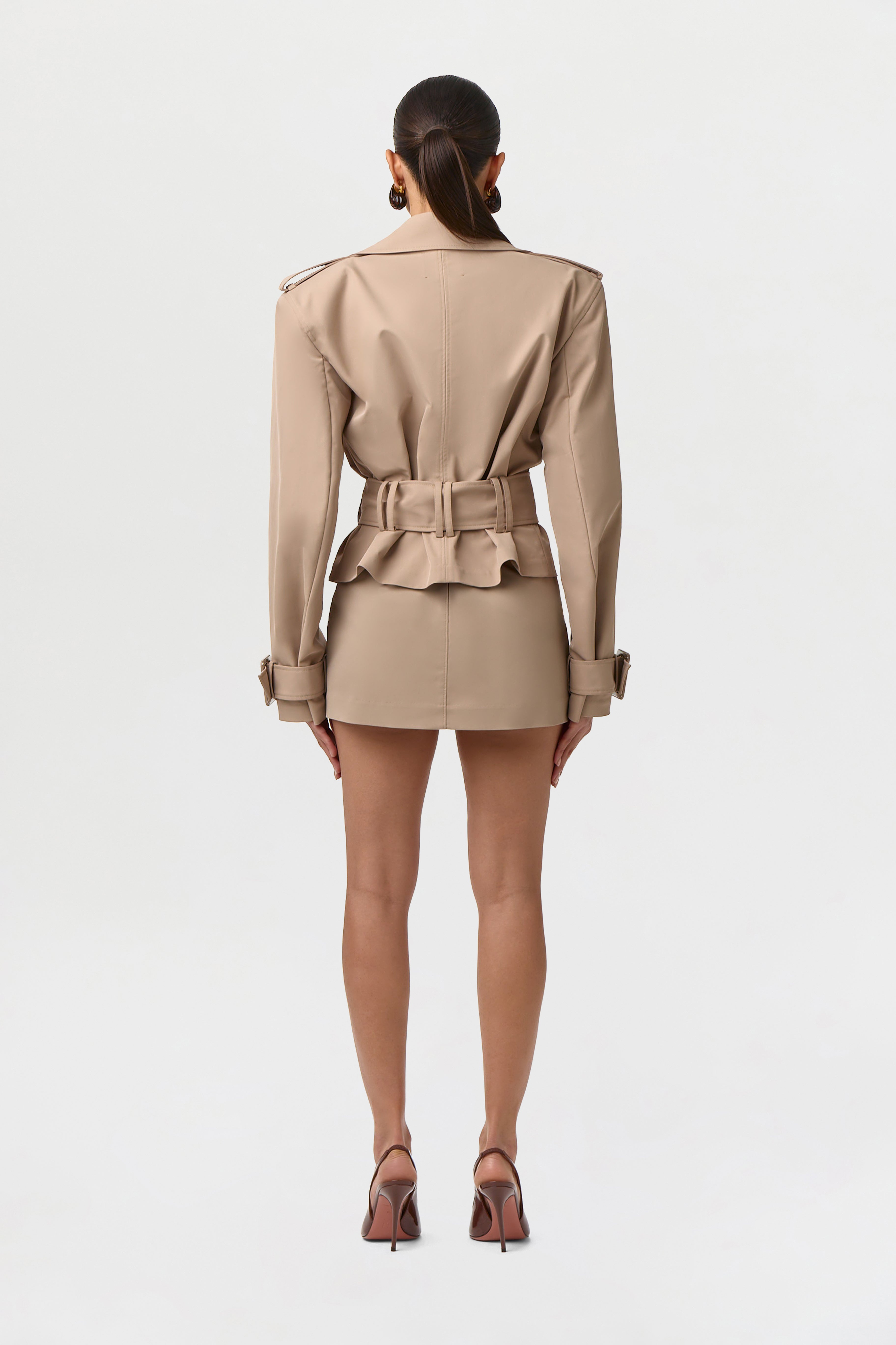新品POOLDE Contoured mini trench Twill Belted Trench Jacket – Naked Wardrobe