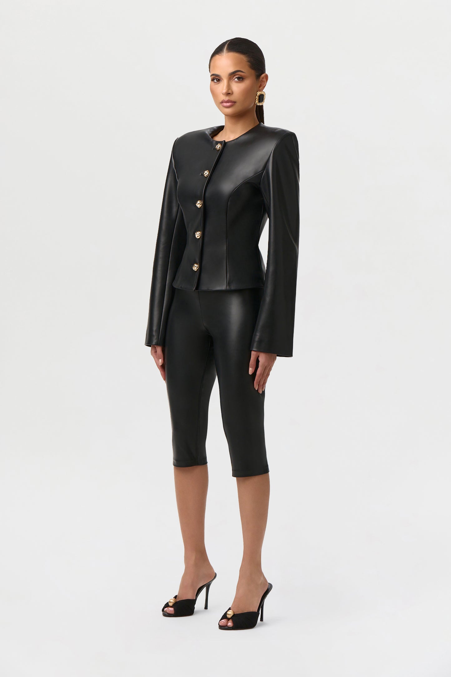 Vegan Leather Capri Leggings