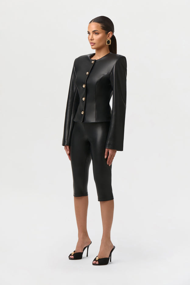 Vegan Leather Capri Leggings