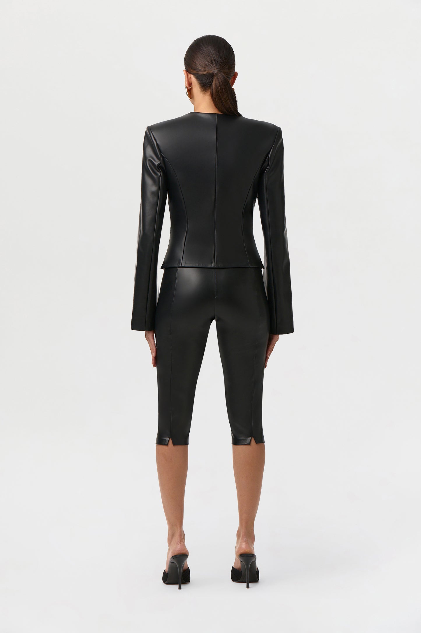 Vegan Leather Button Up Jacket