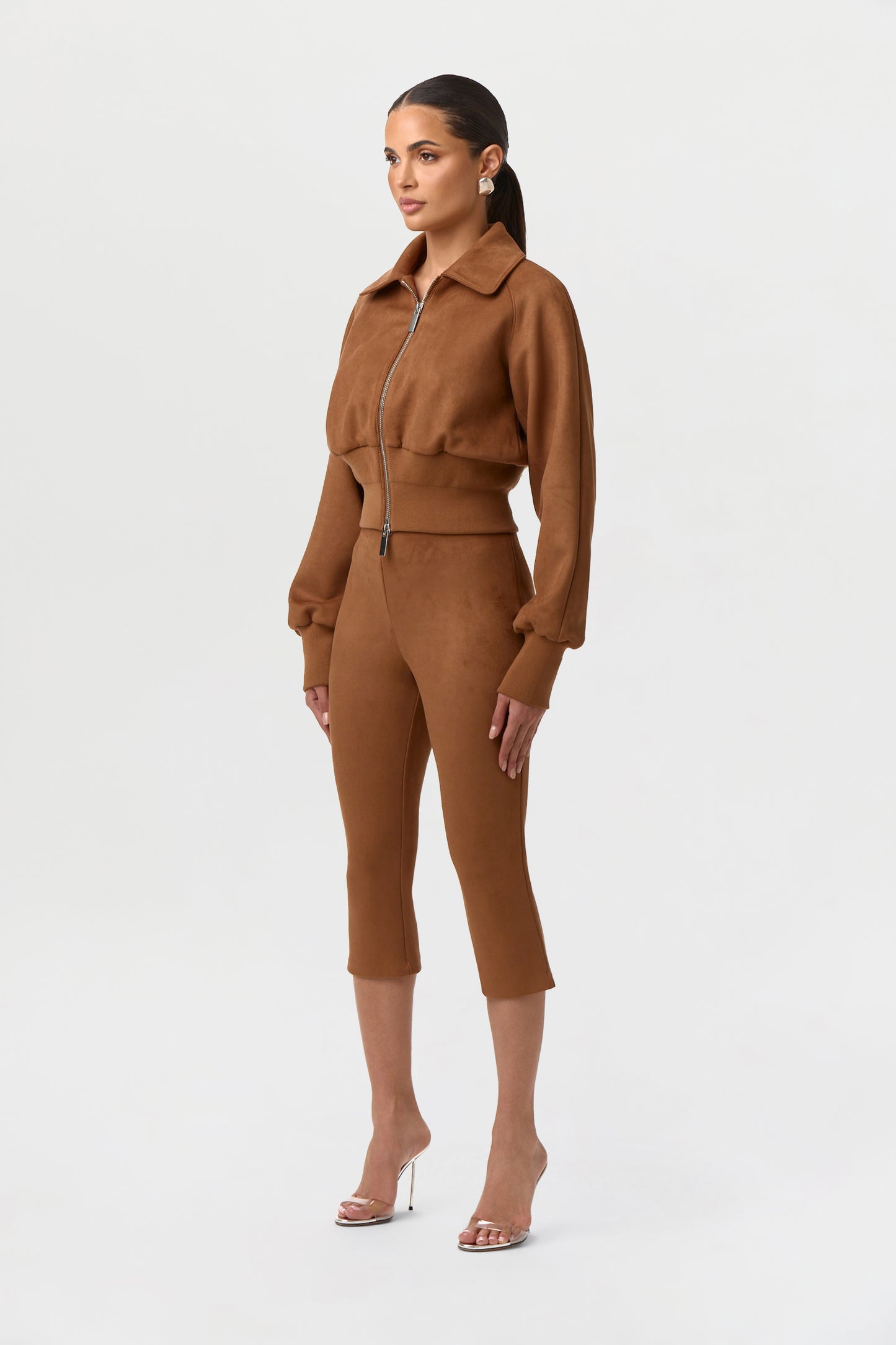 Faux Suede Capri Pants