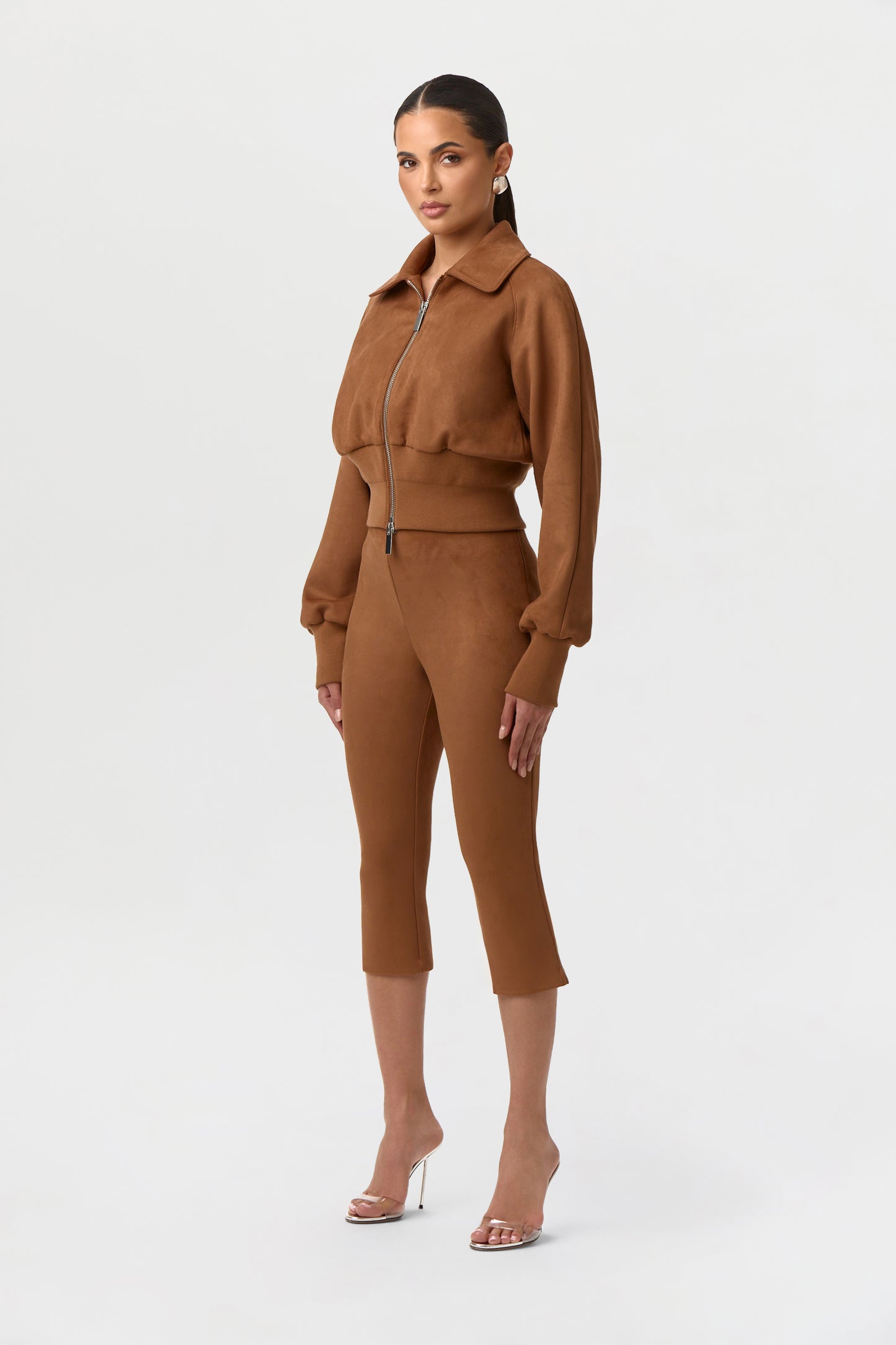 Faux Suede Capri Pants