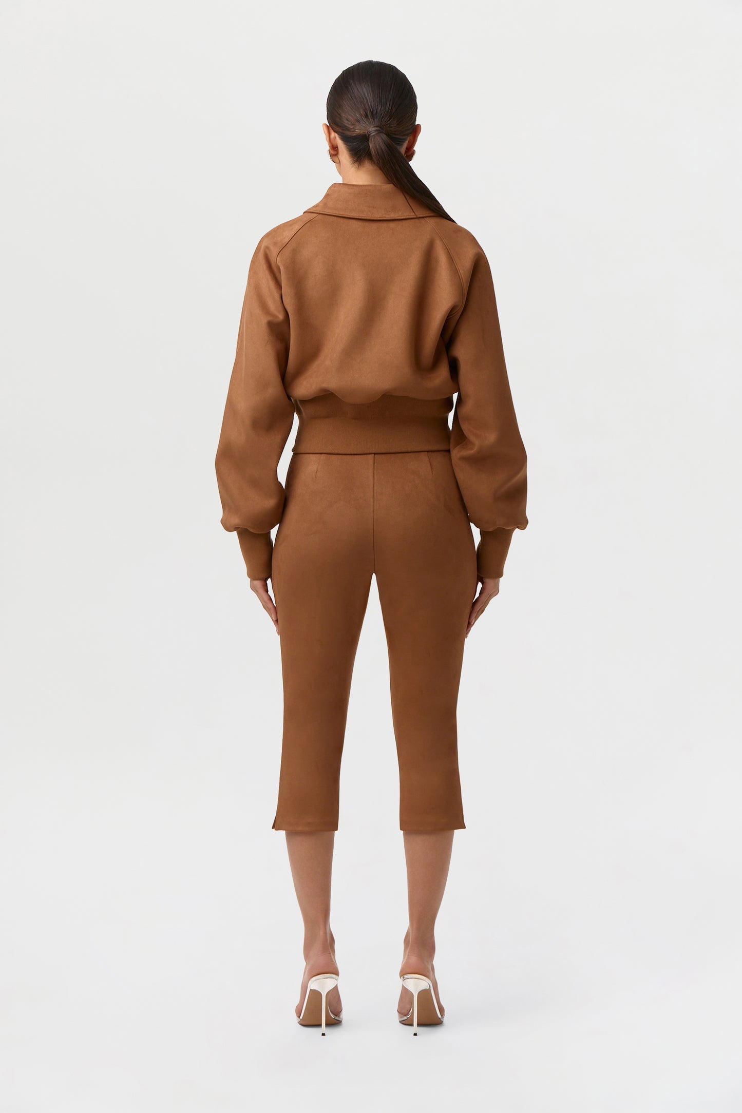 Faux Suede Capri Pants