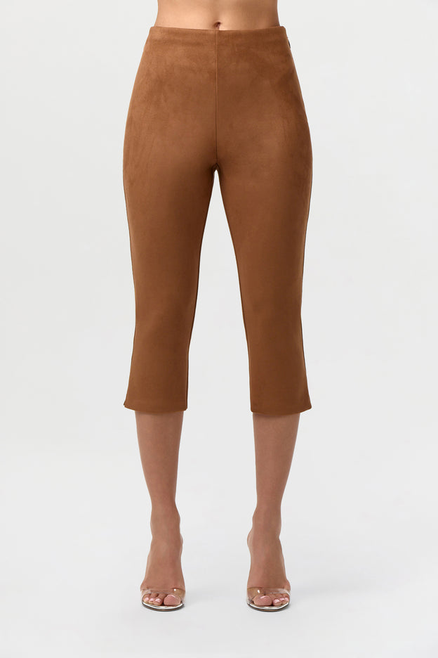 Faux Suede Capri Pants
