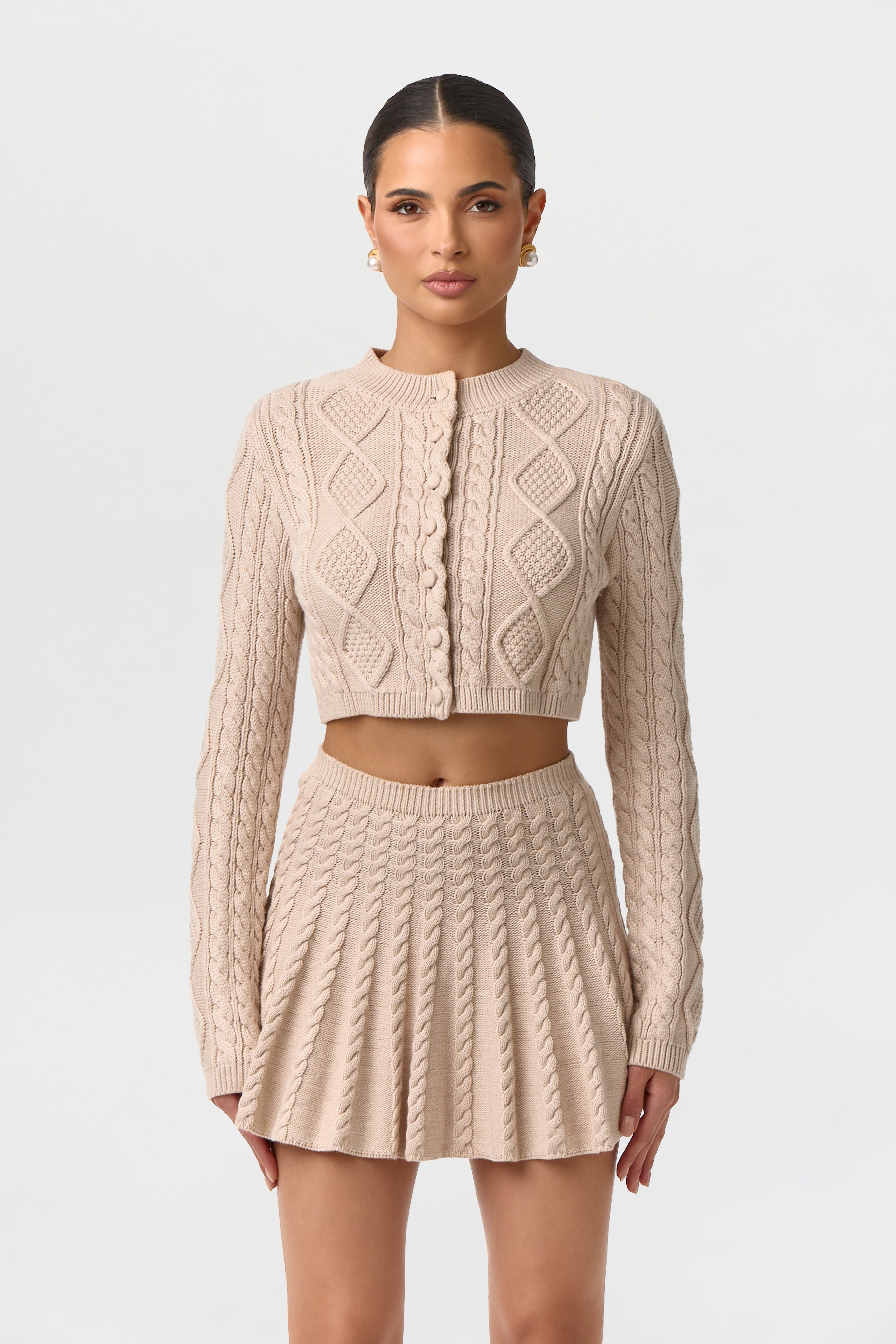 Cable Knit Pleated Mini Skirt – Naked Wardrobe