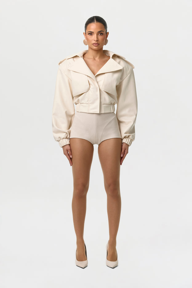 Vegan Leather Cropped Jacket