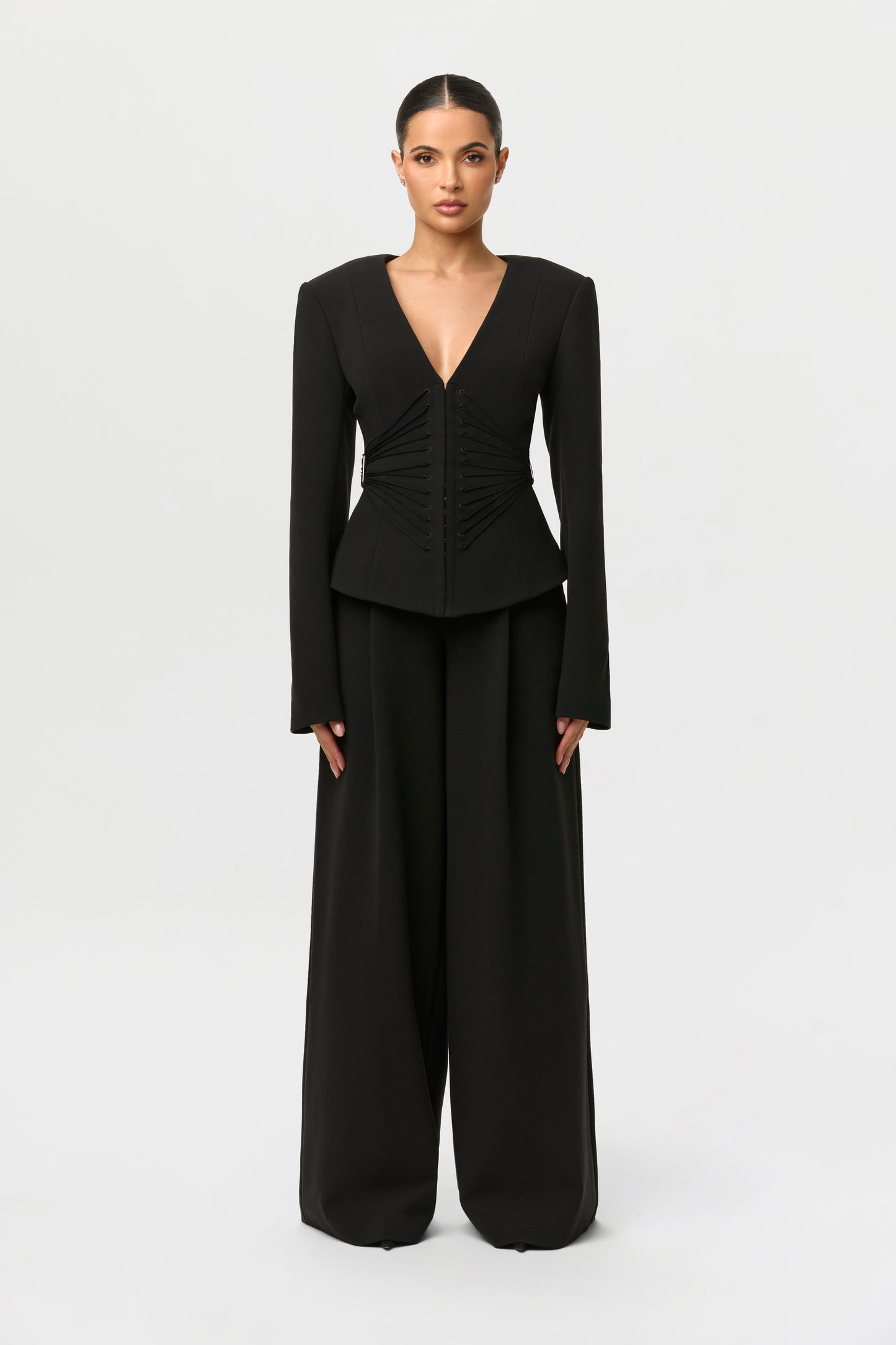 Suiting V-Neck Corset Blazer
