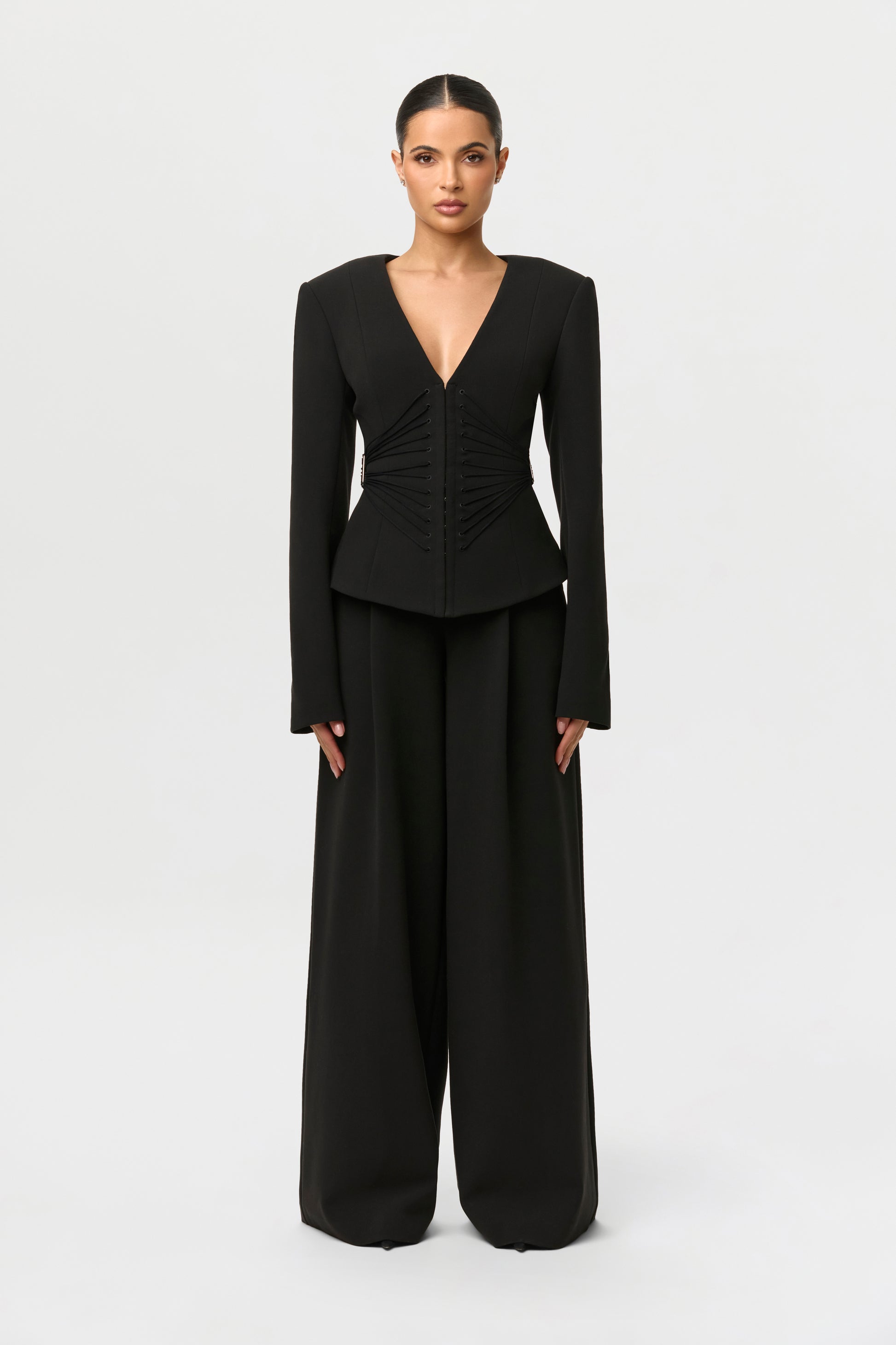 Suiting V-Neck Corset Blazer