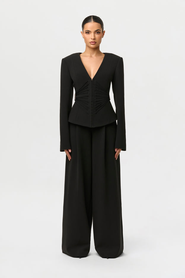 Suiting V-Neck Corset Blazer