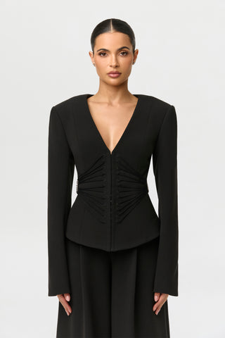 Suiting V-Neck Corset Blazer